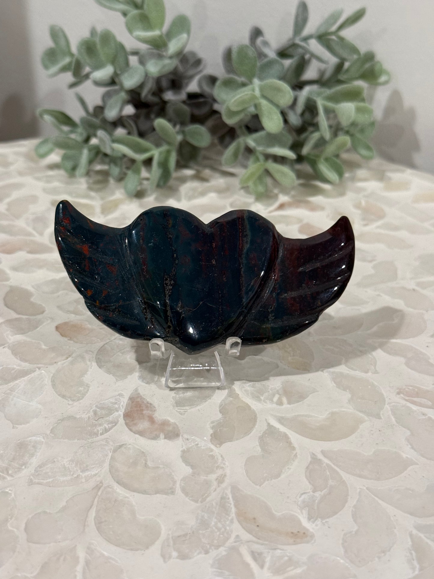 Blood Stone Heart with Wings