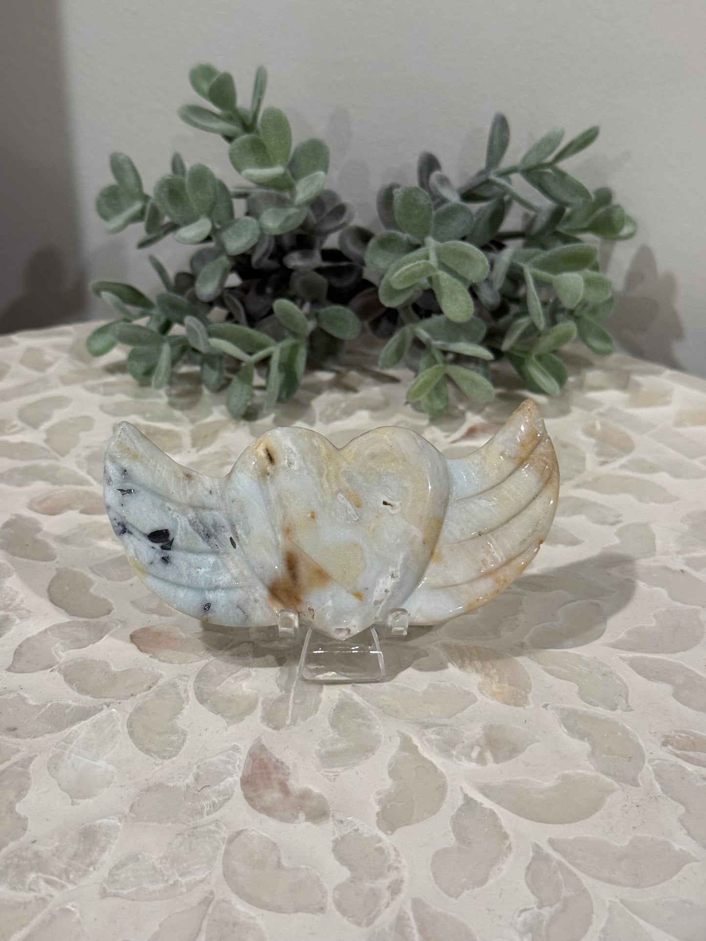 Caribbean Calcite Heart with Wings
