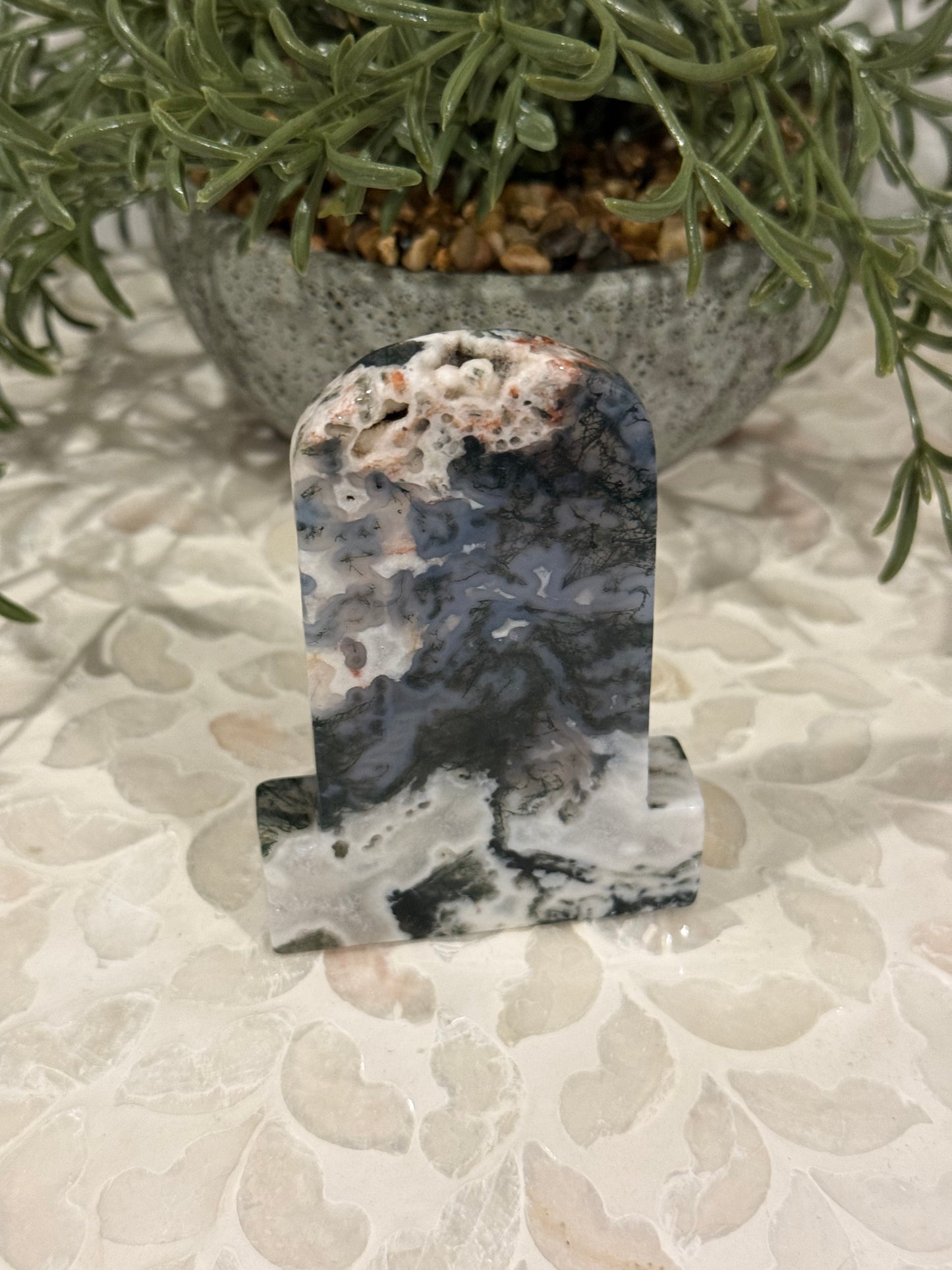 Moss Agate Tombstone