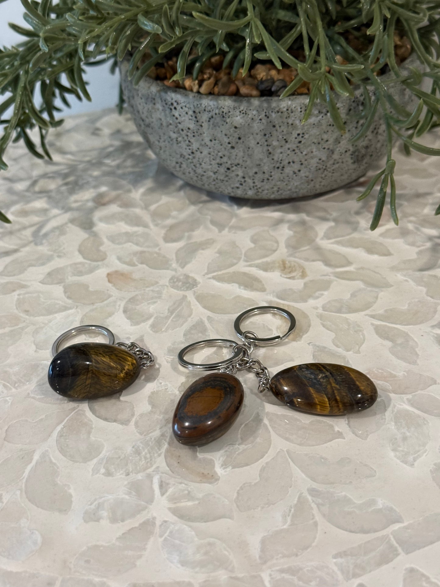 Tiger Eye Key Chain/Key Ring - Crystal Key Ring