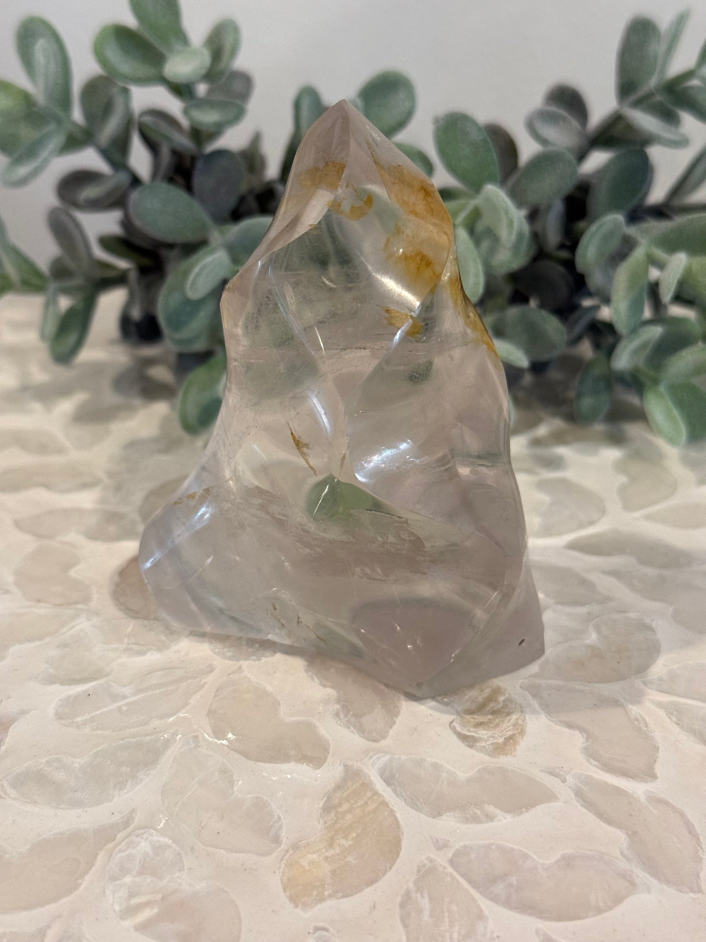 Clear Quartz Flame with Citrine