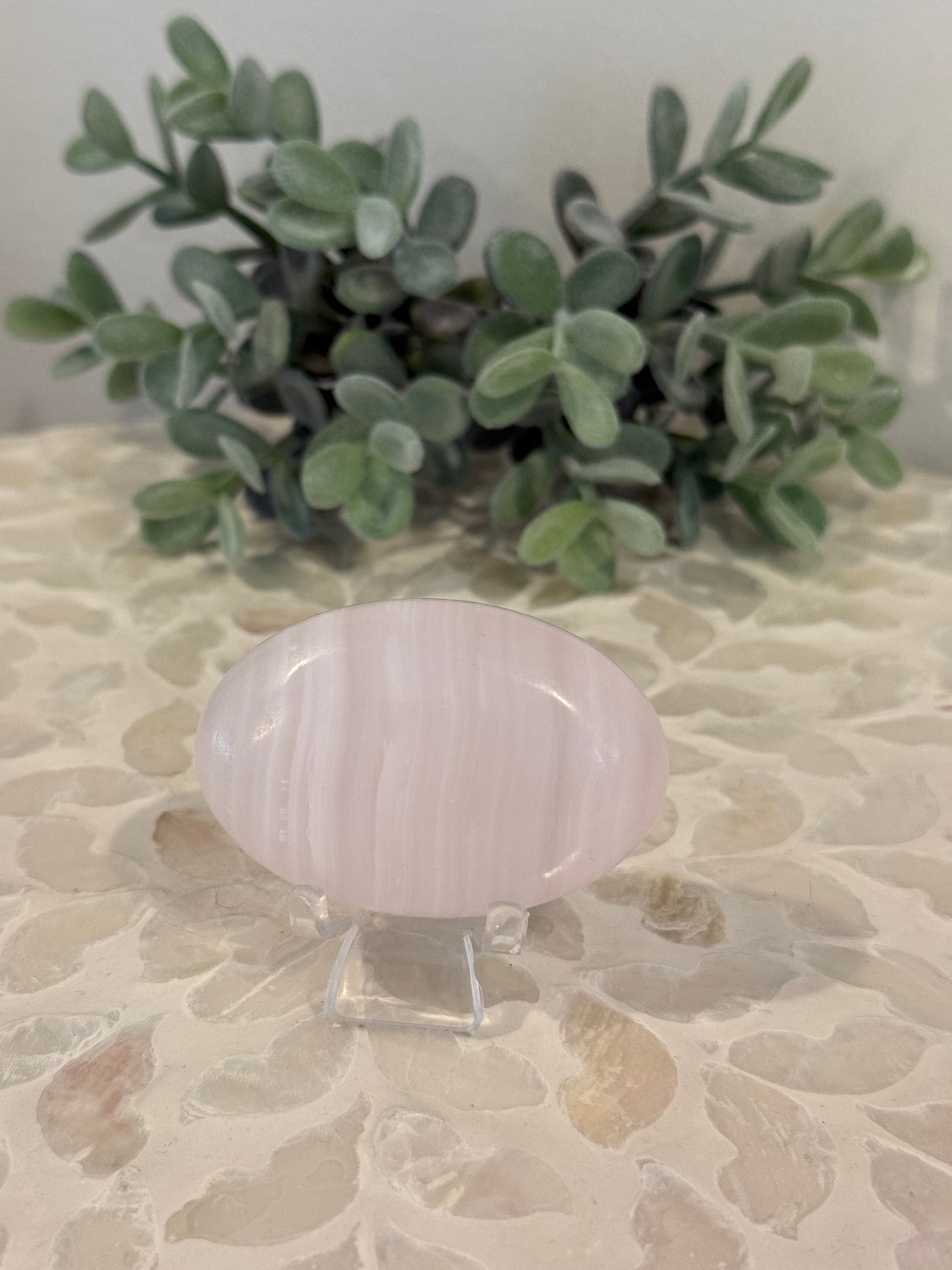 Pink (Mangano) Calcite Palm Stone (UV Reactive)