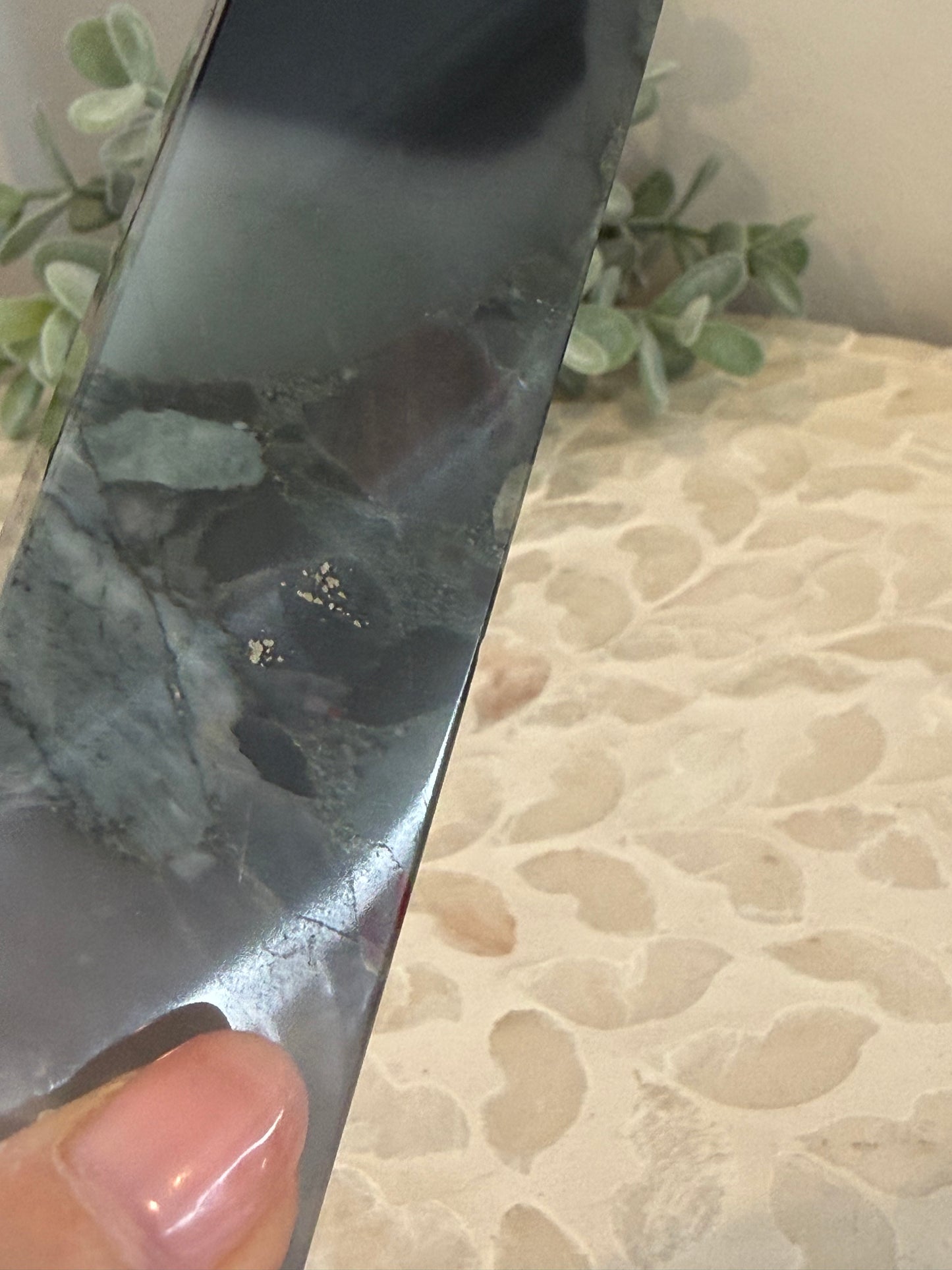 Bloodstone Jasper Tower - with Pyrite Inclusions