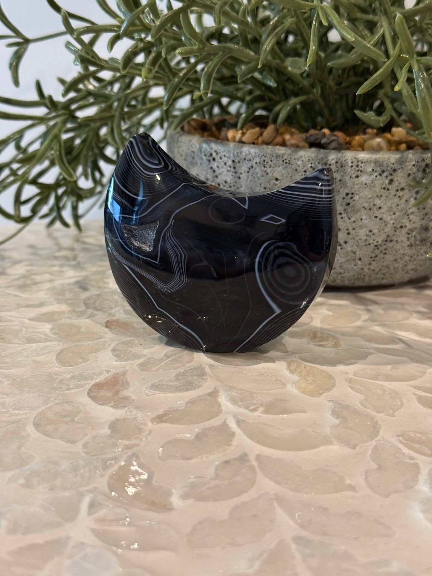 Black Agate Freestanding Moon
