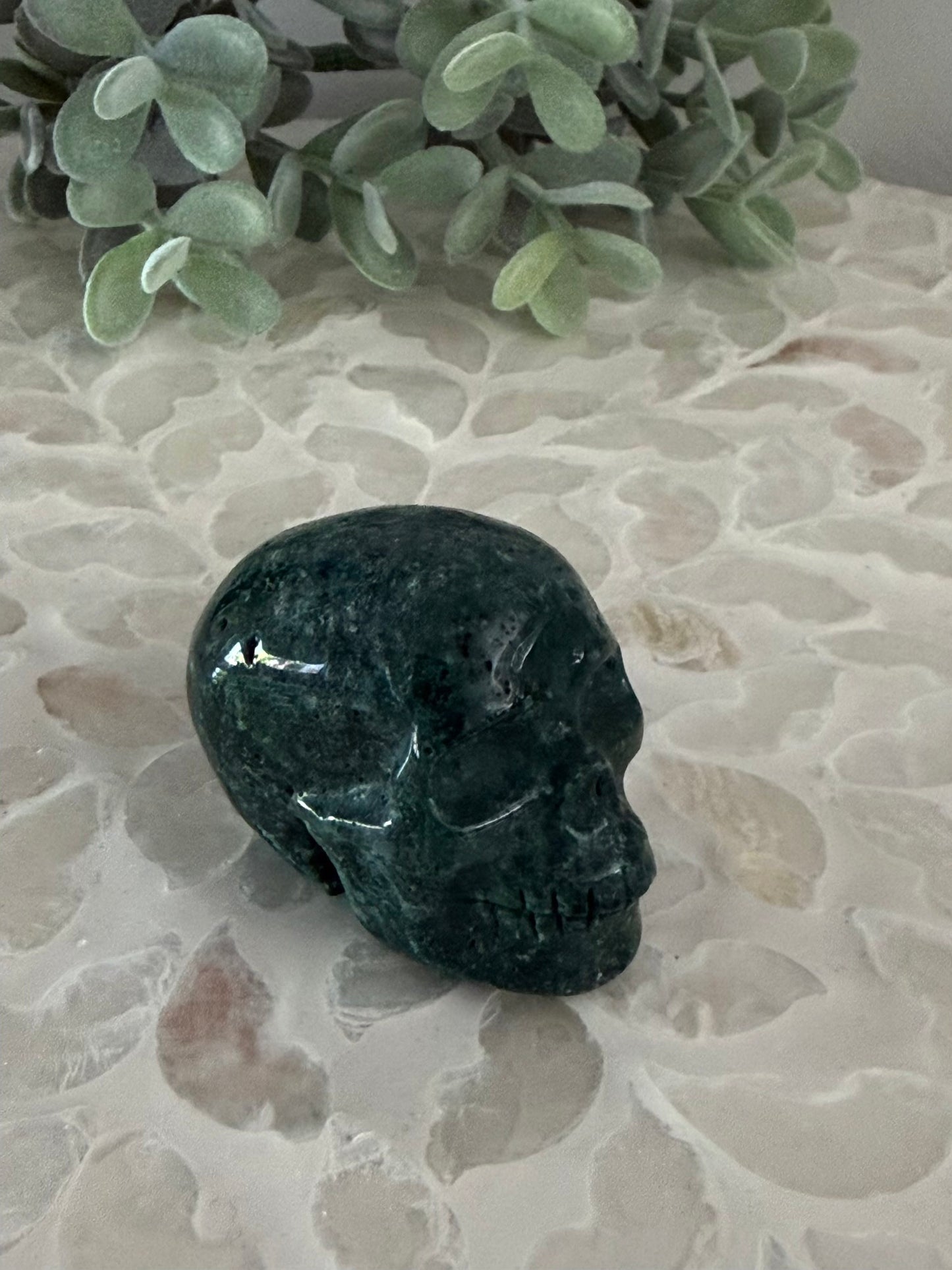 Moss Agate Skull