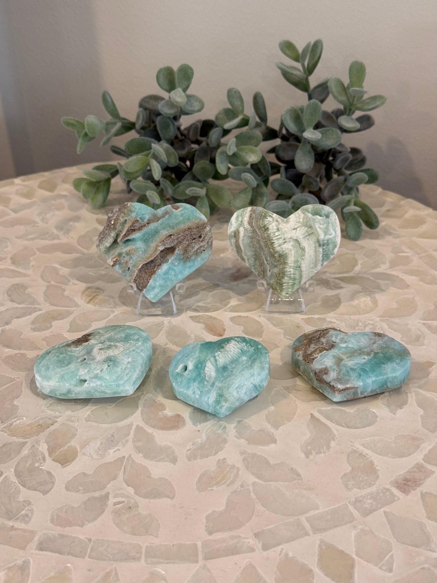 Blue Aragonite Hearts