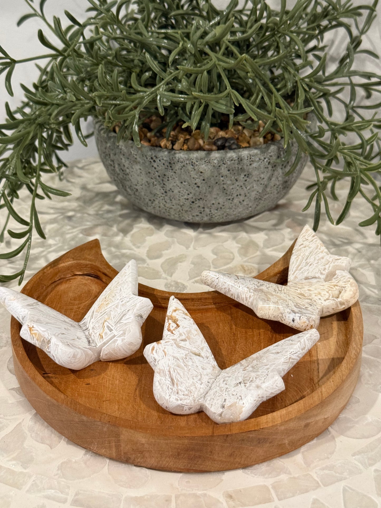 White Plume Agate 3D Butterfly - Large Crystal Butterfly