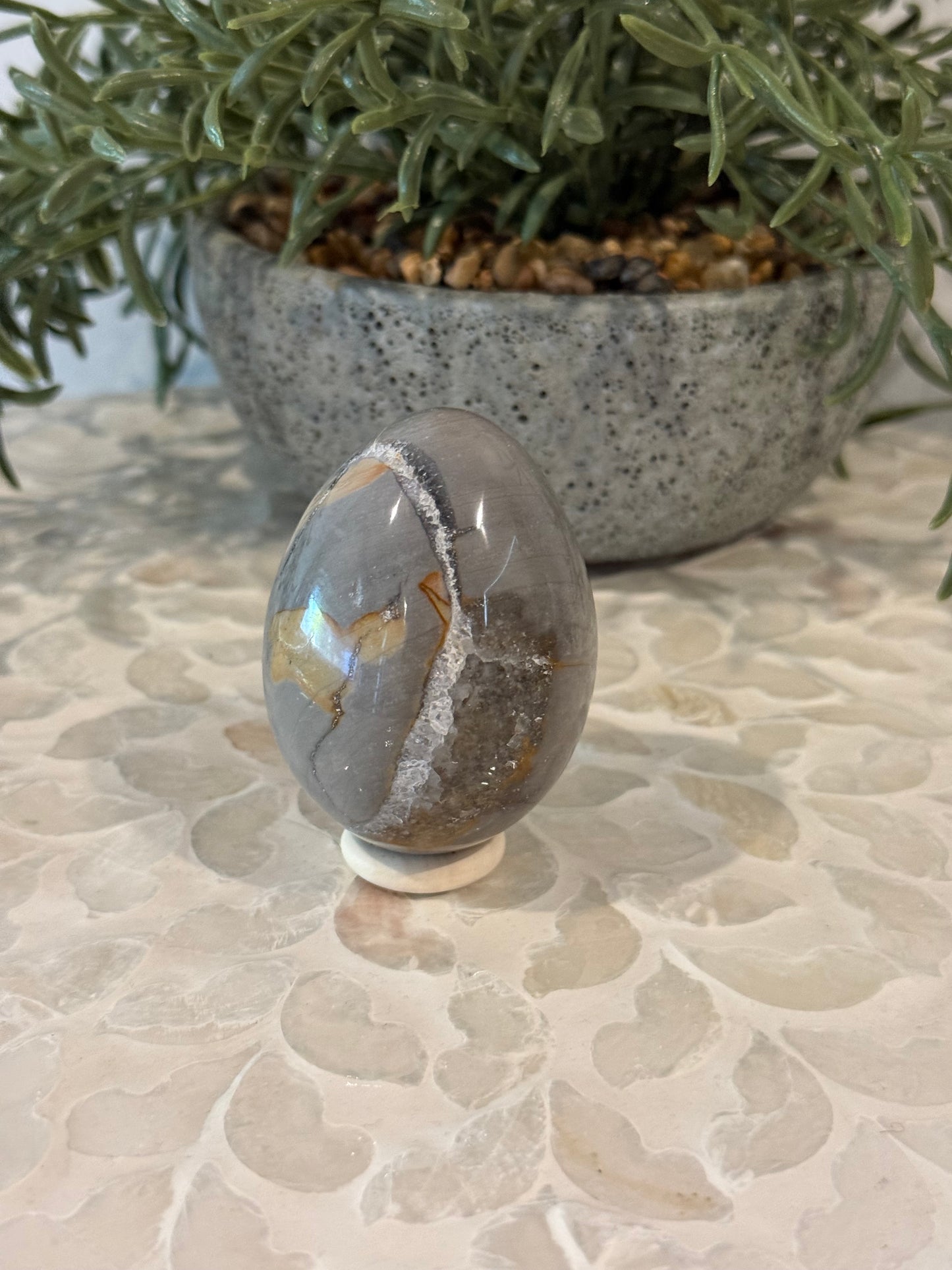 Polychrome Jasper Egg with Quartz