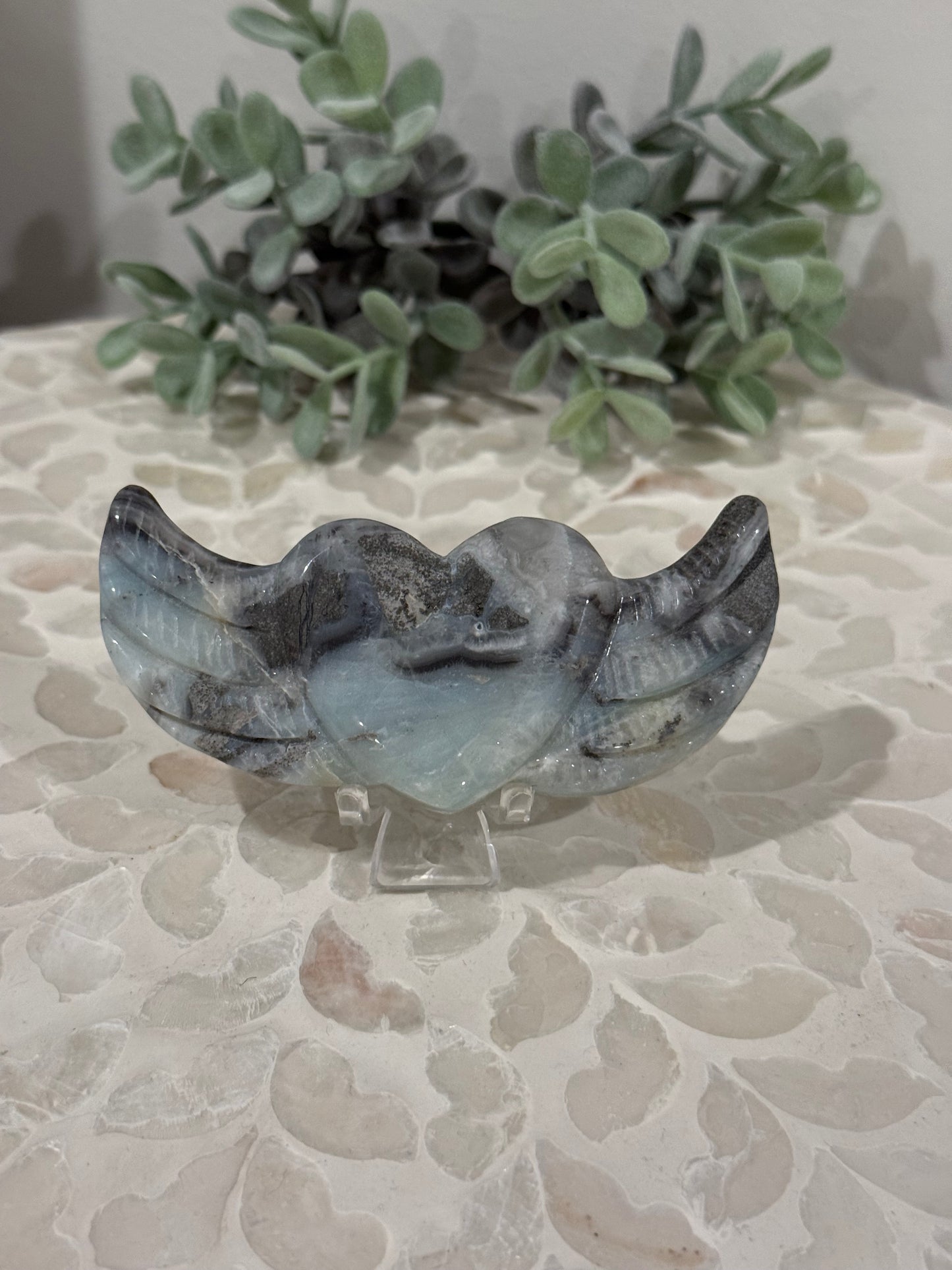 Caribbean Calcite Heart with Wings