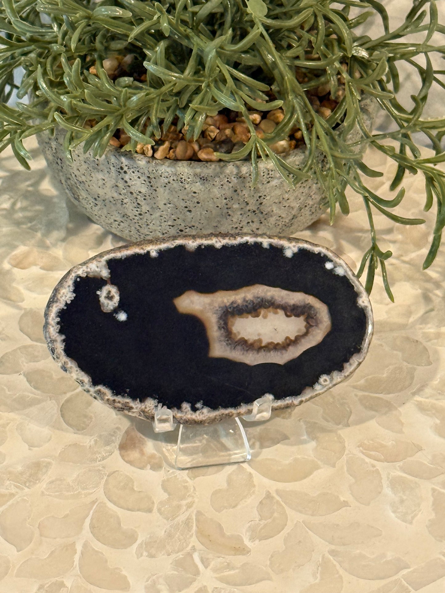 Black Agate Slab - with Stands