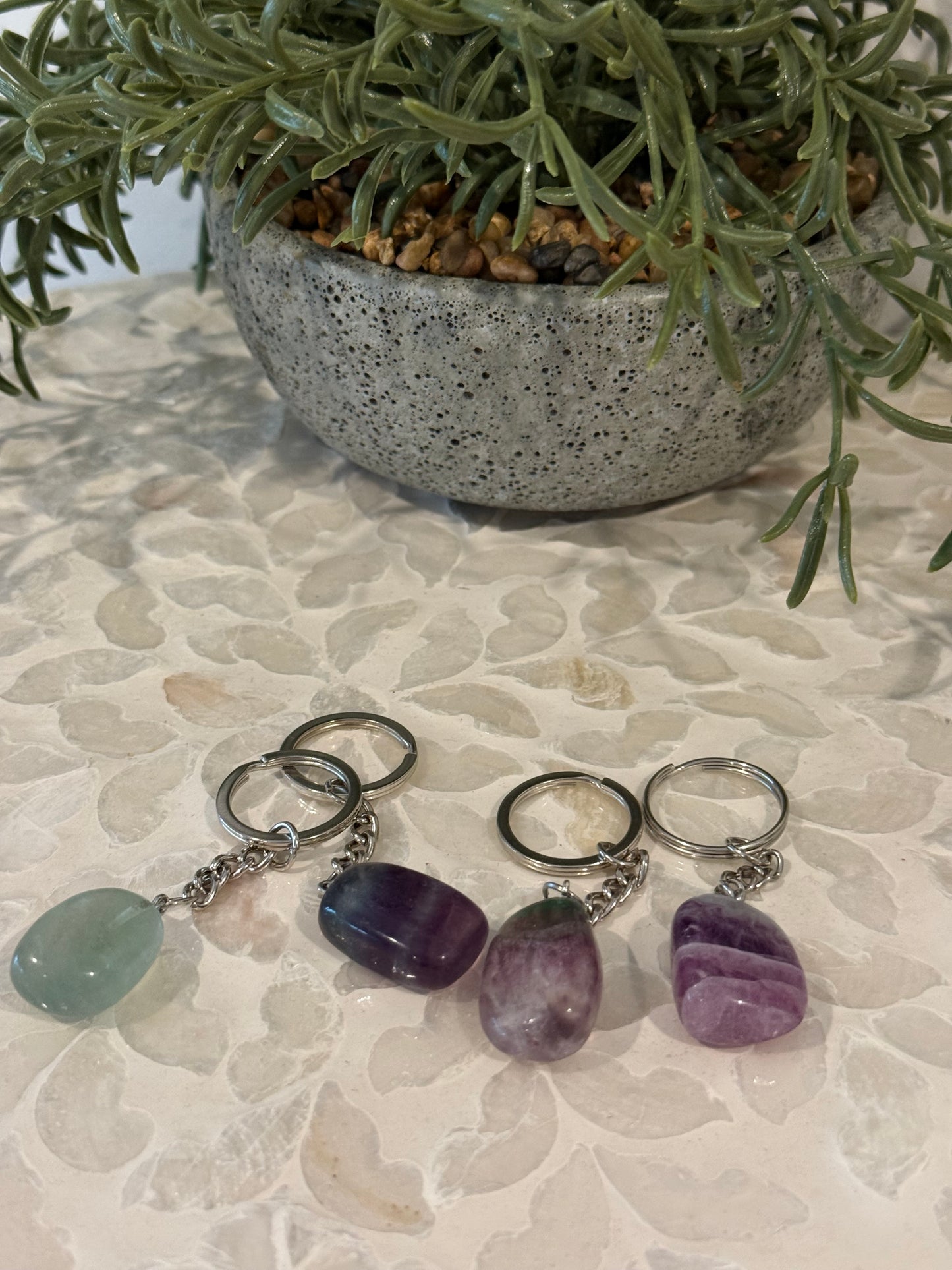 Fluorite Key Chain/Key Ring - Crystal Fluorite