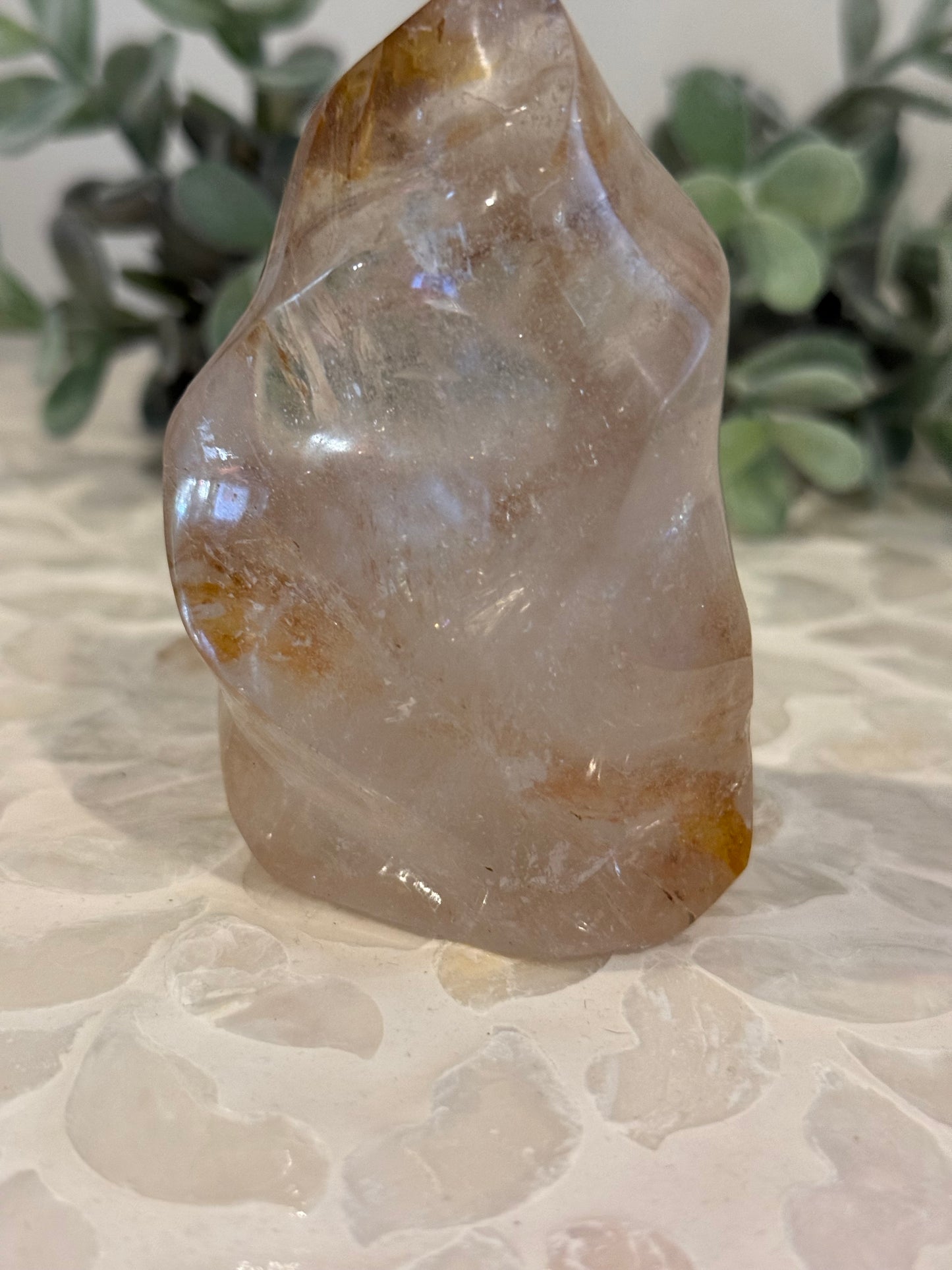 Clear Quartz Flame with Citrine