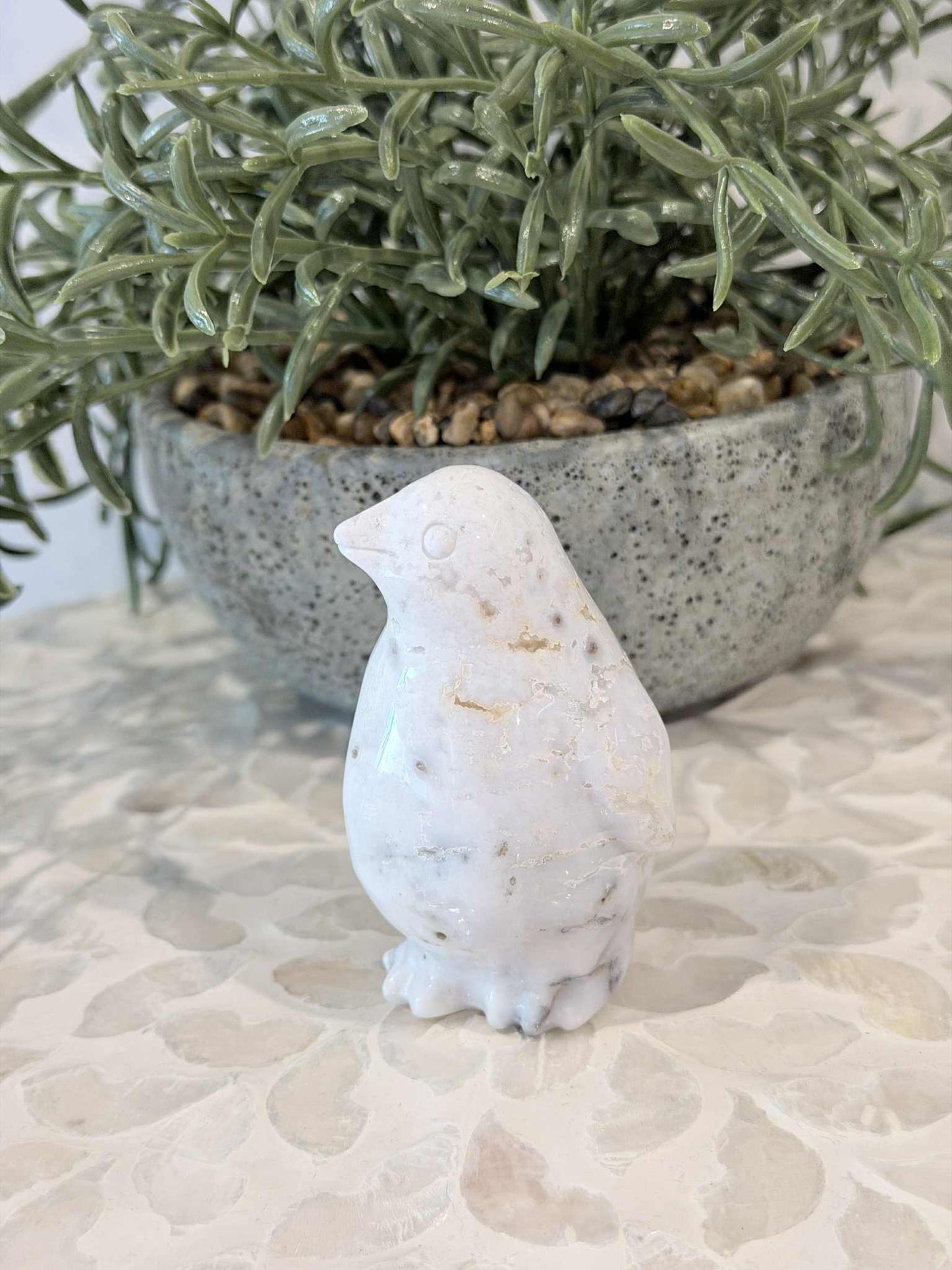 White Plume Agate Penguin