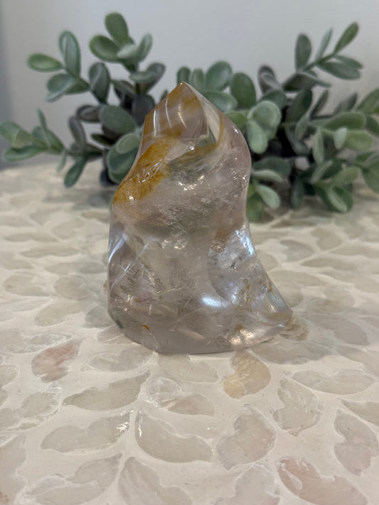 Clear Quartz Flame with Citrine
