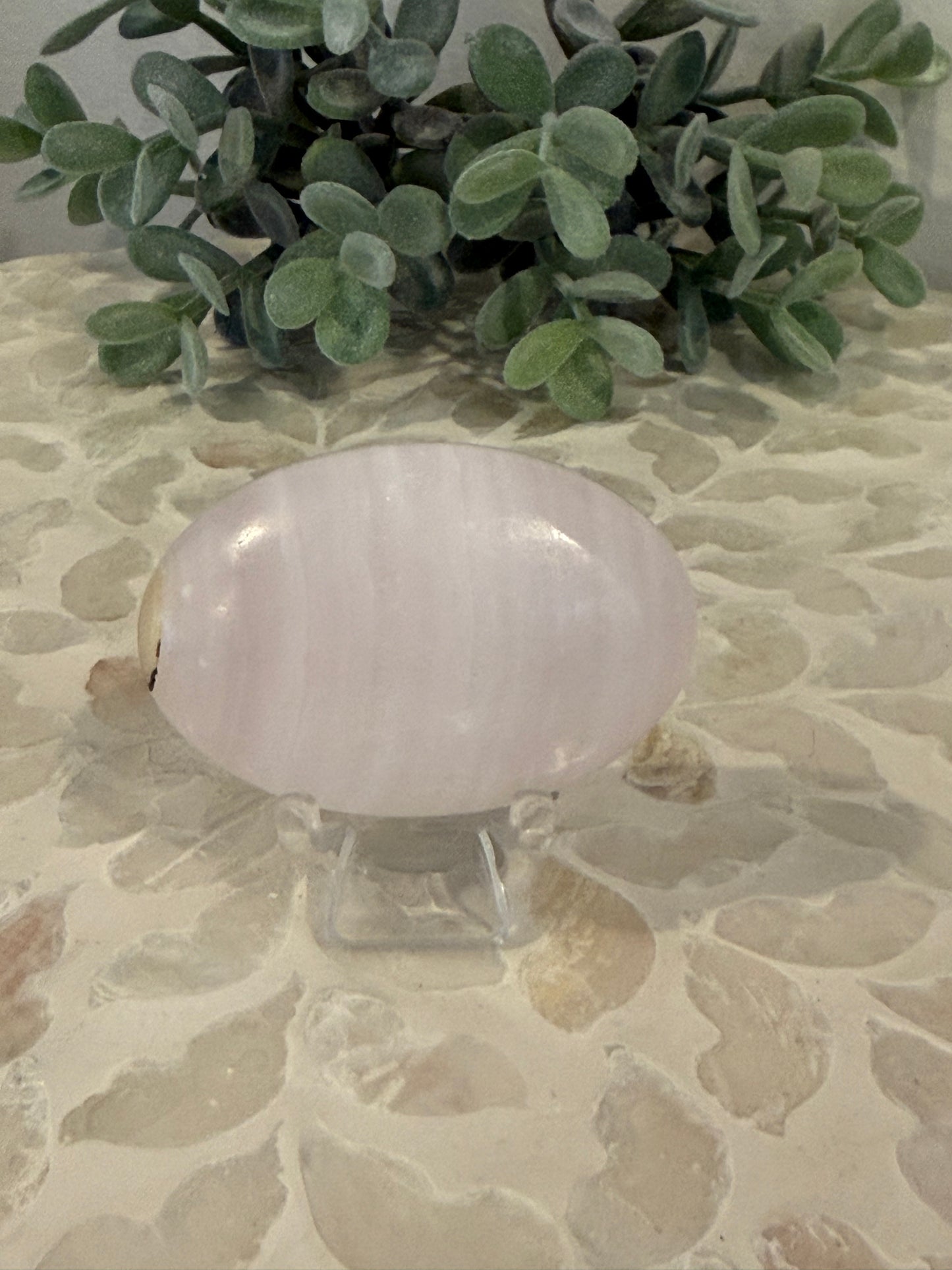 Pink (Mangano) Calcite Palm Stone (UV Reactive)