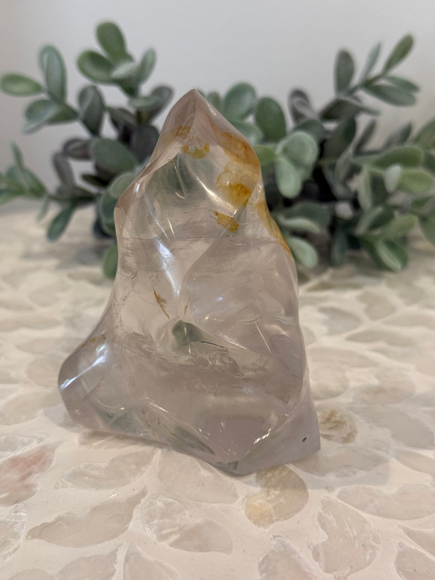 Clear Quartz Flame with Citrine