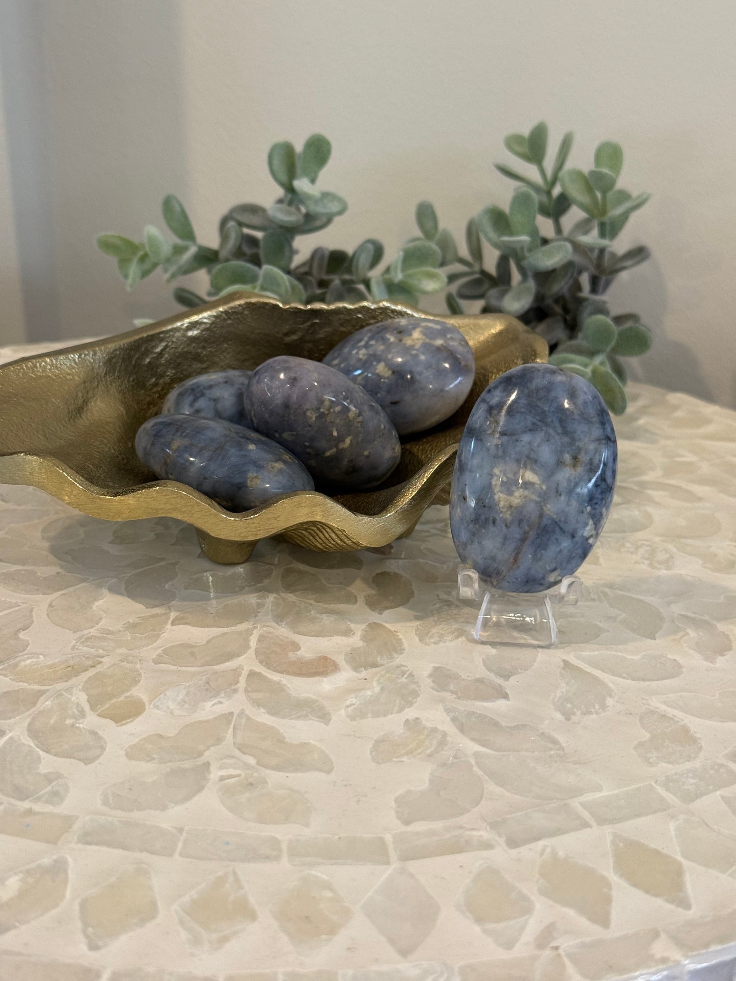 Blue Quartz Palm Stone