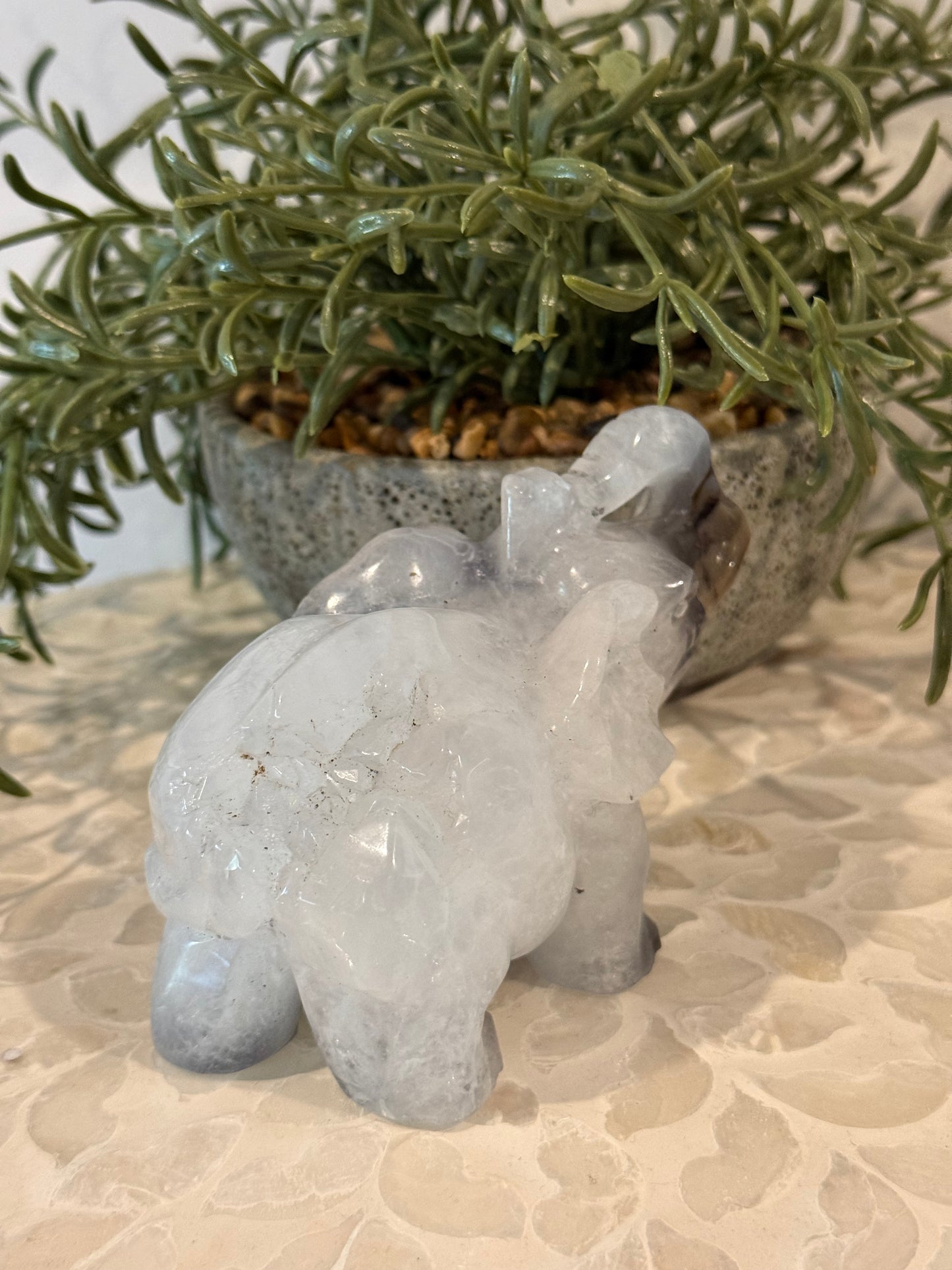 Volcano Agate with Quartz Elephant - Large - Crystal Elephant