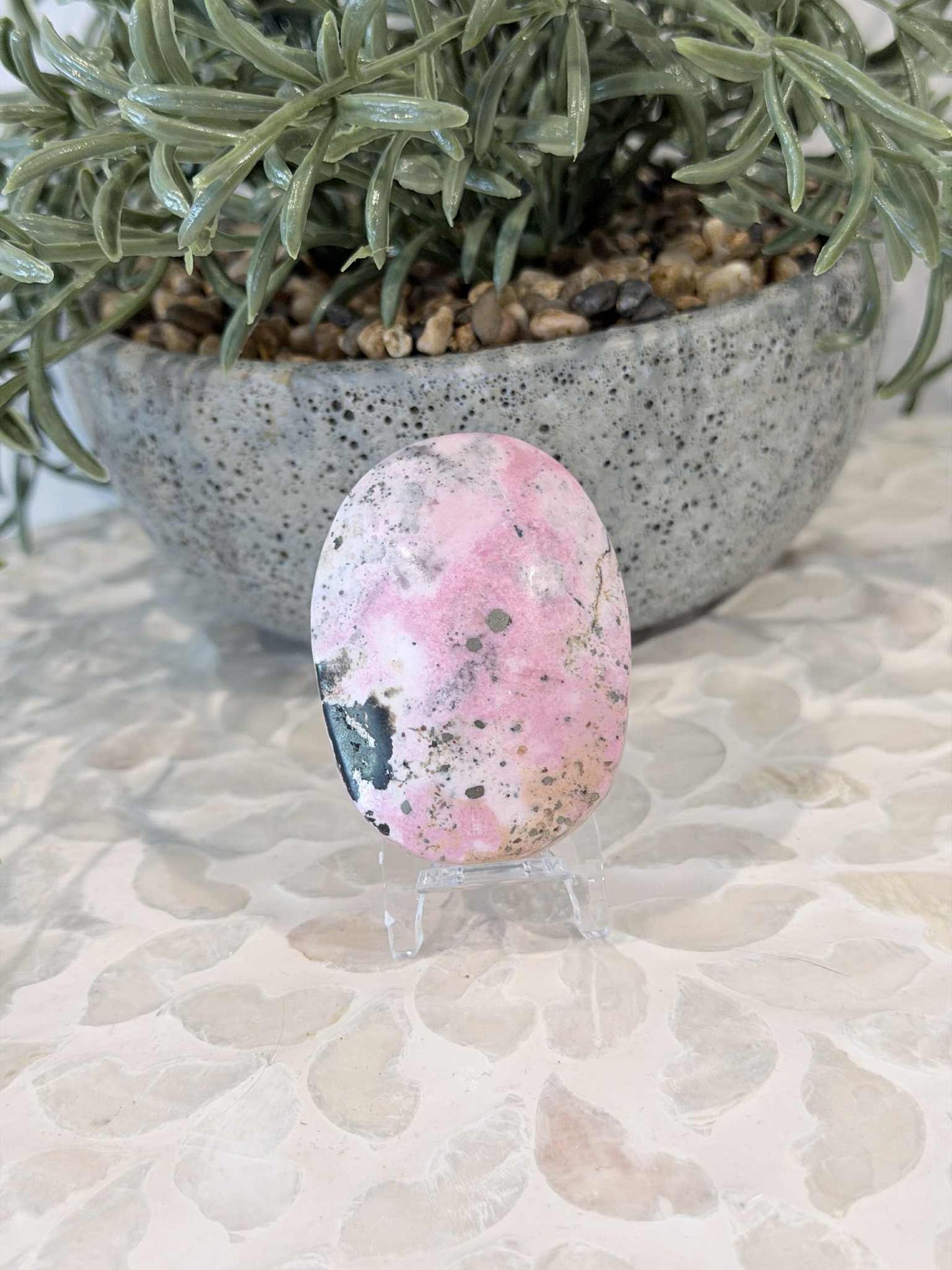 Peruvian Rhodonite Palm Stone