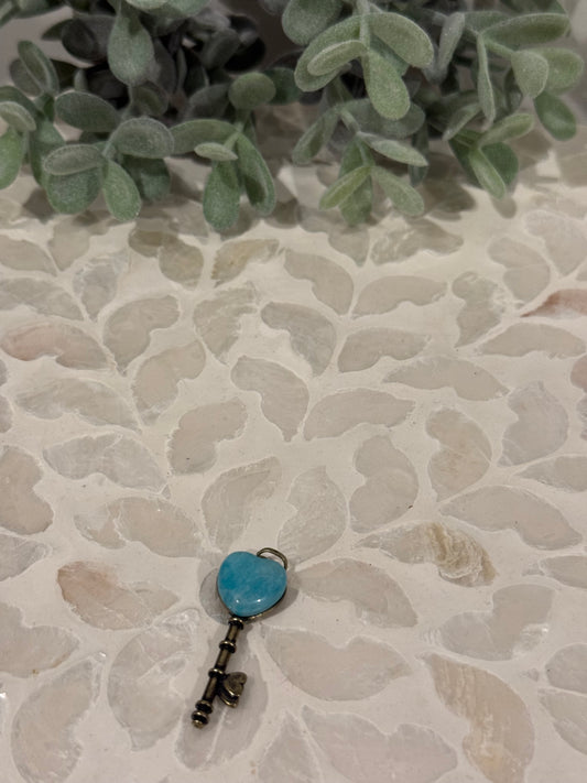 Bronze-tone Amazonite Key Pendant