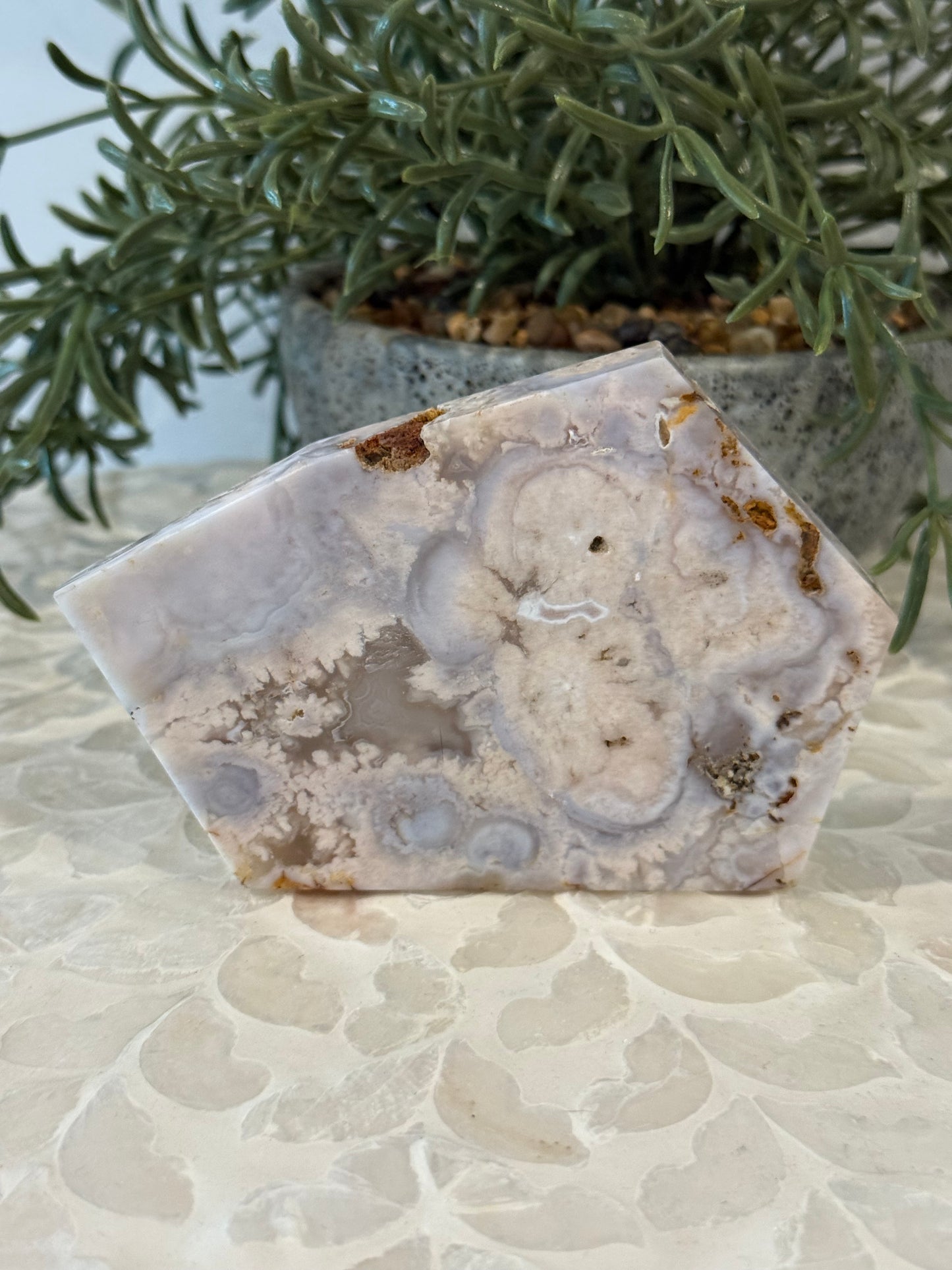 Flower Agate Slab with Pink Amethyst