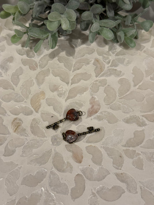 Bronze-Tone Fire Quartz Key Pendant
