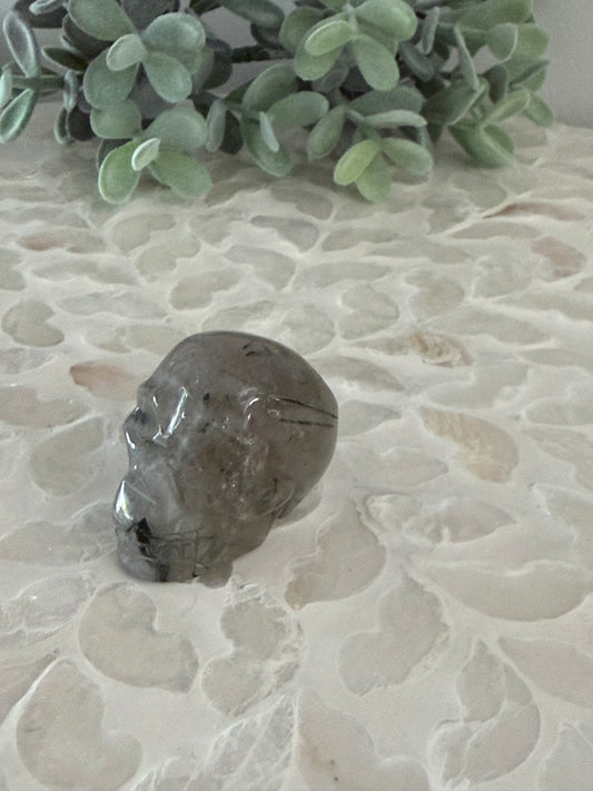 Tourmaline in Quartz Skull