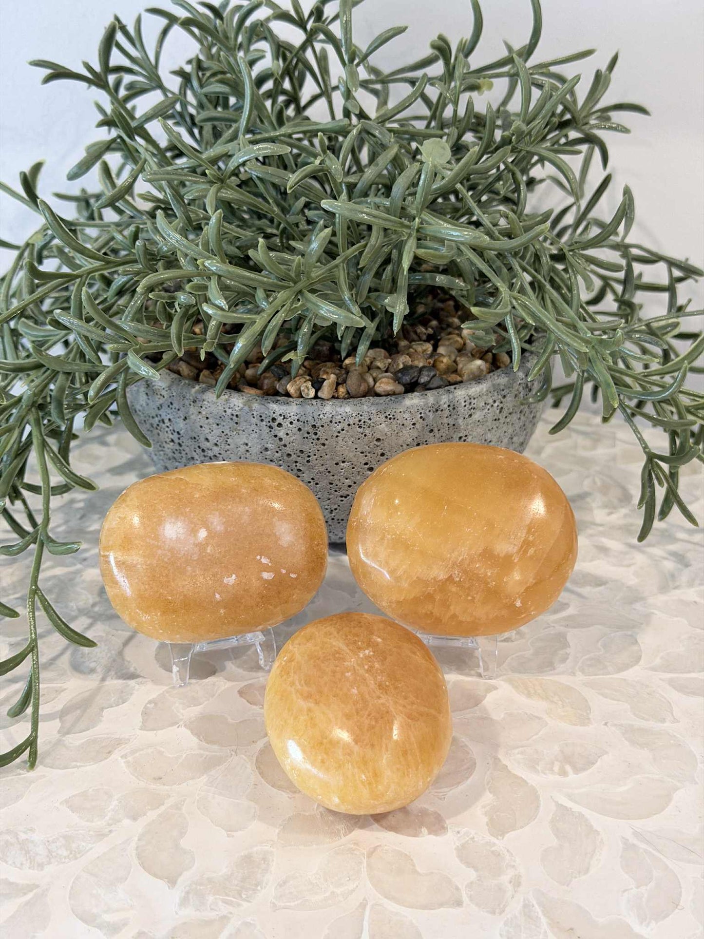 Orange Calcite Palm Stone