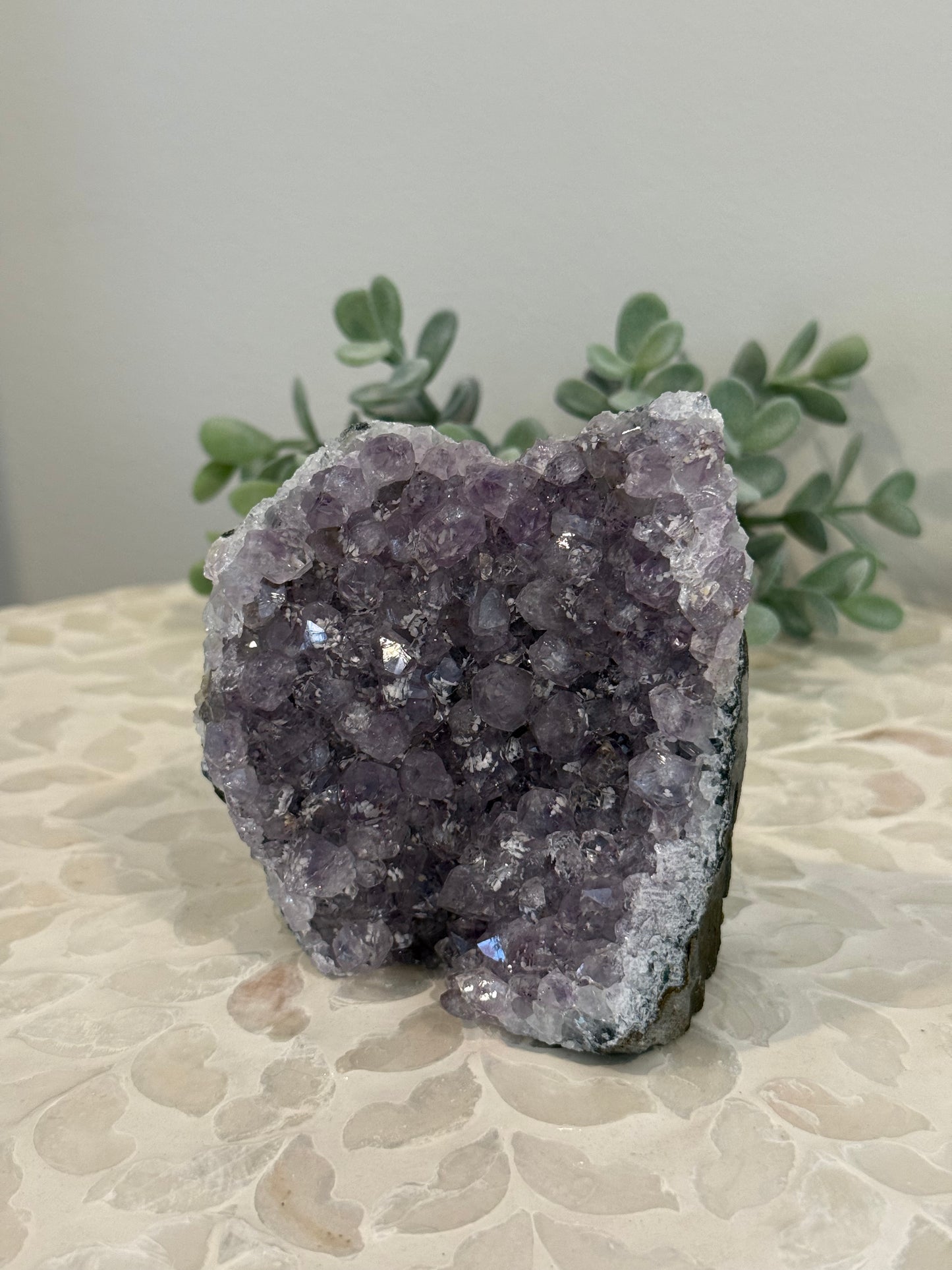 Amethyst Cut Base Cluster with Calcite Formations