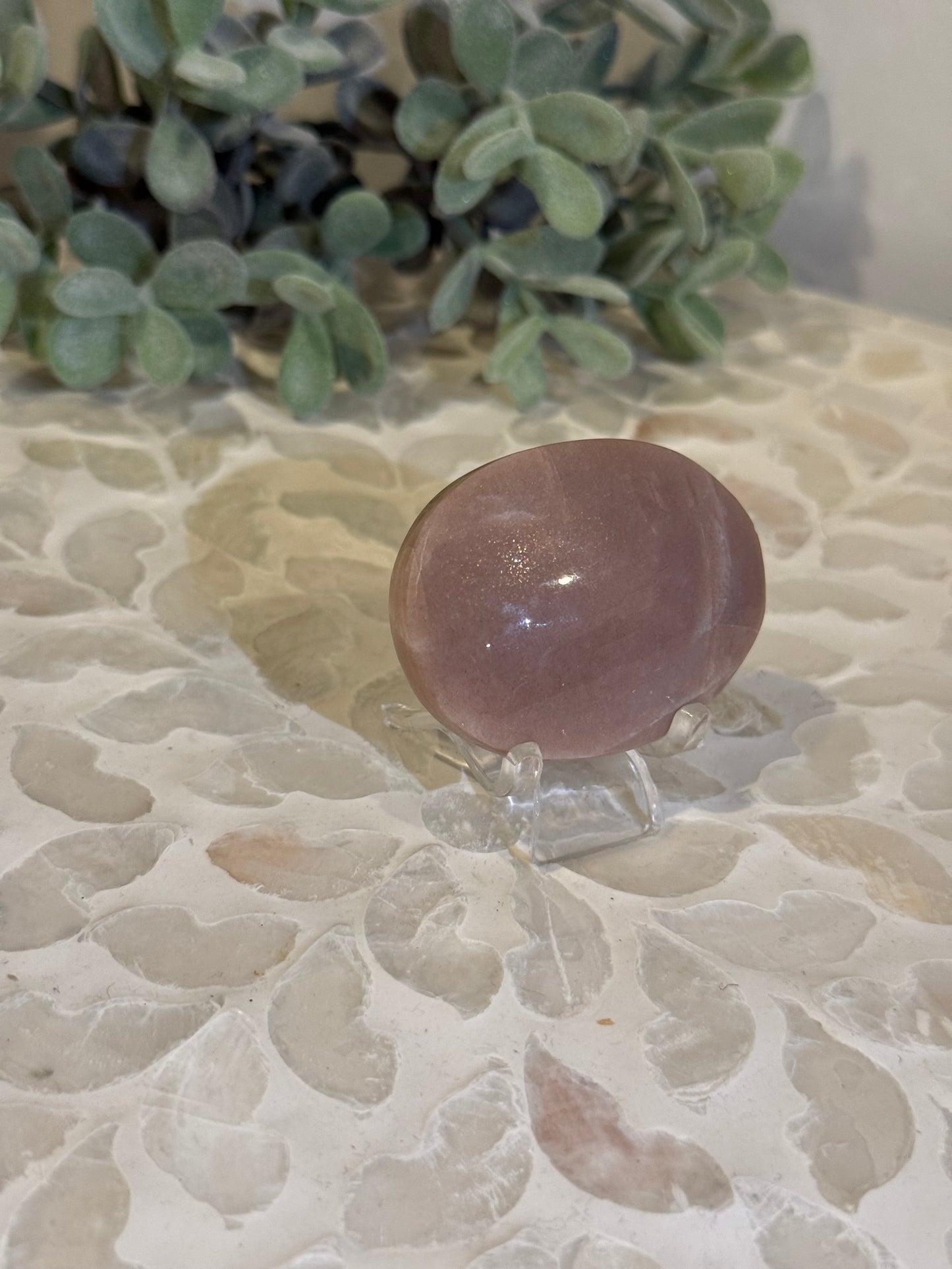 Sunstone and Peach Moonstone Palm stone