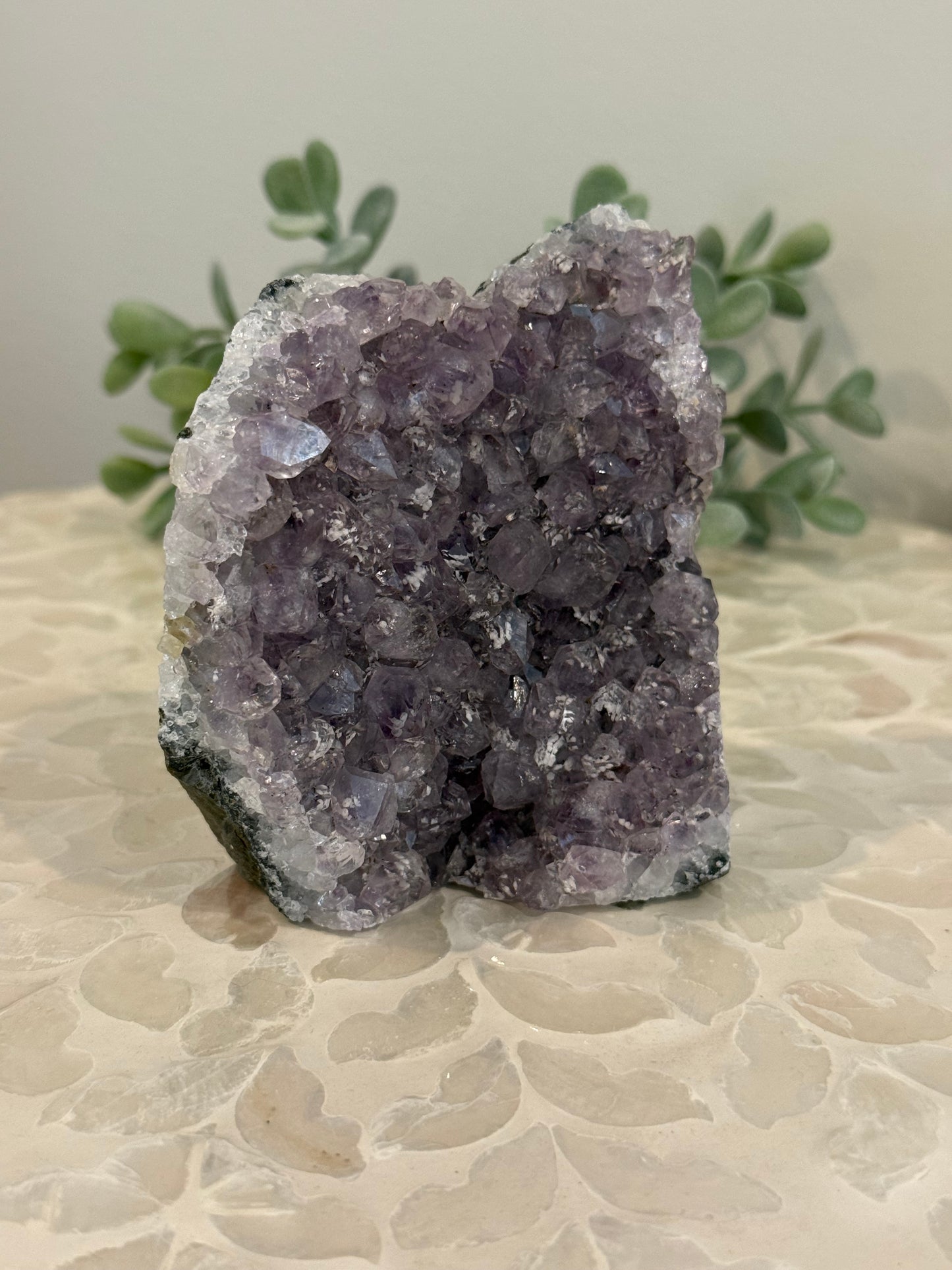 Amethyst Cut Base Cluster with Calcite Formations