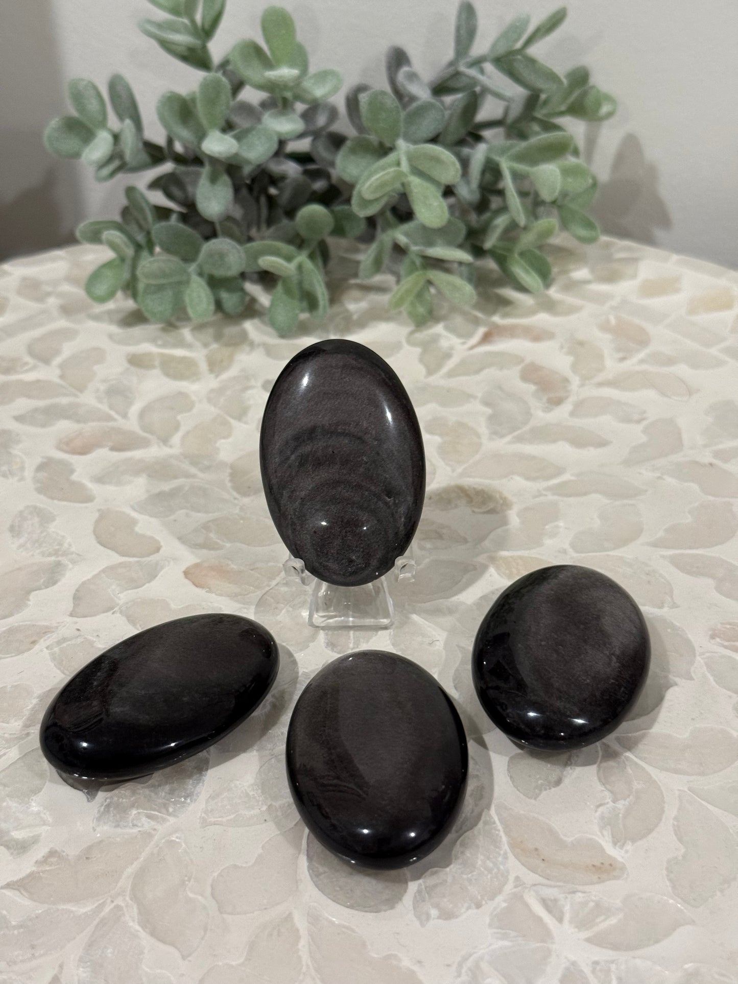 Silver Sheen Obsidian Palm