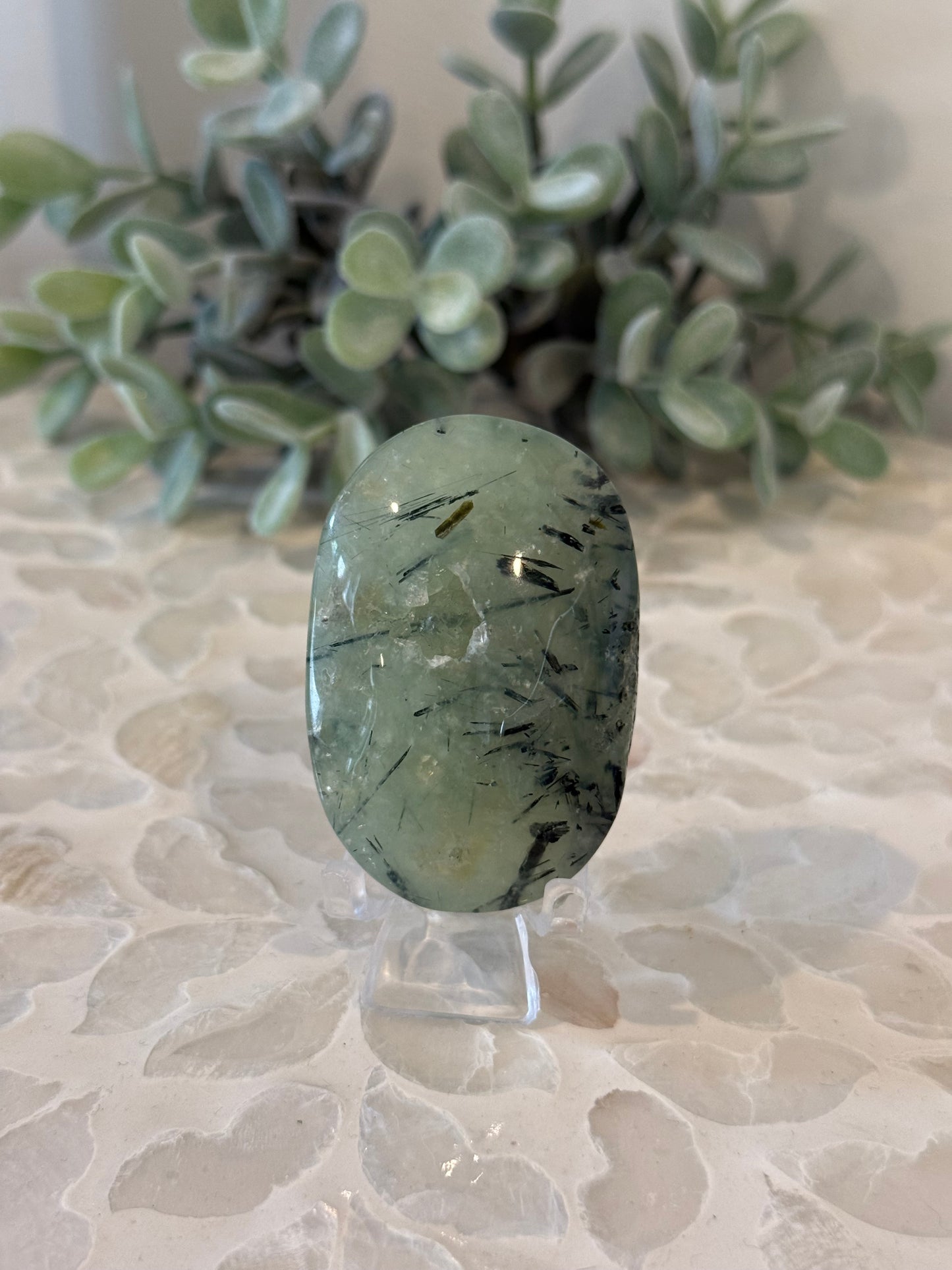 Prehnite with Epidote Palm Stones