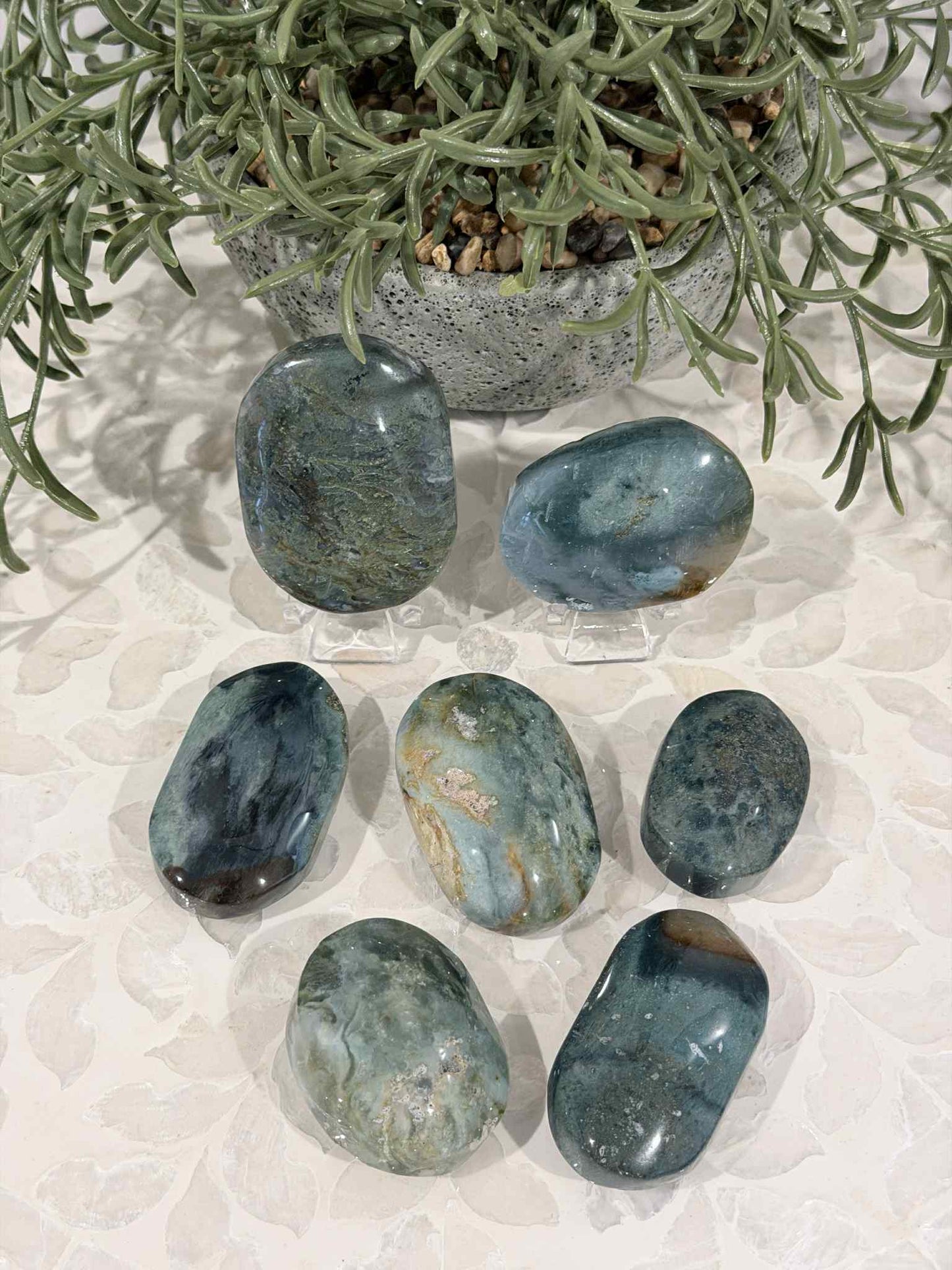 Moss Agate Palm Stones