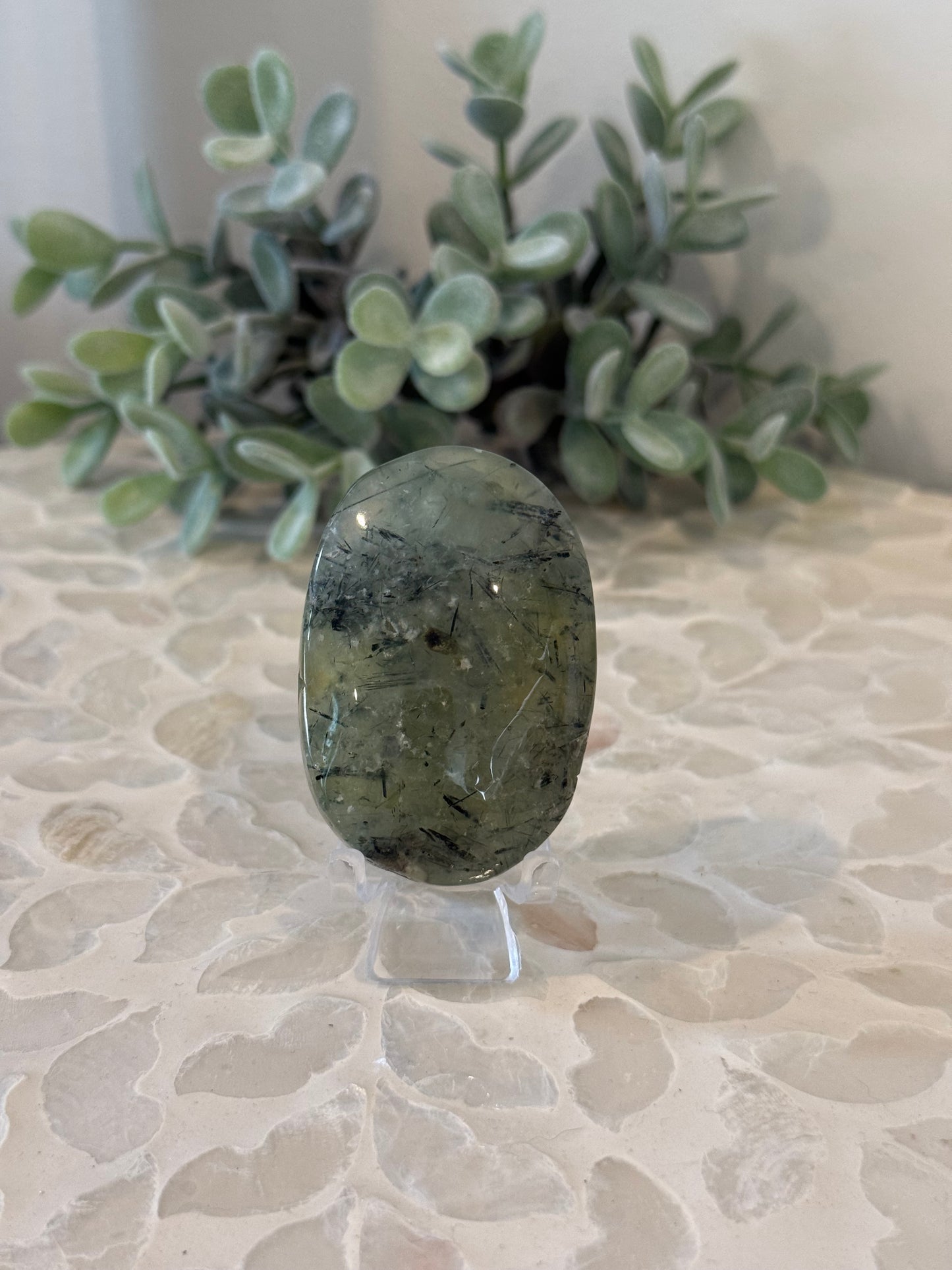 Prehnite with Epidote Palm Stones