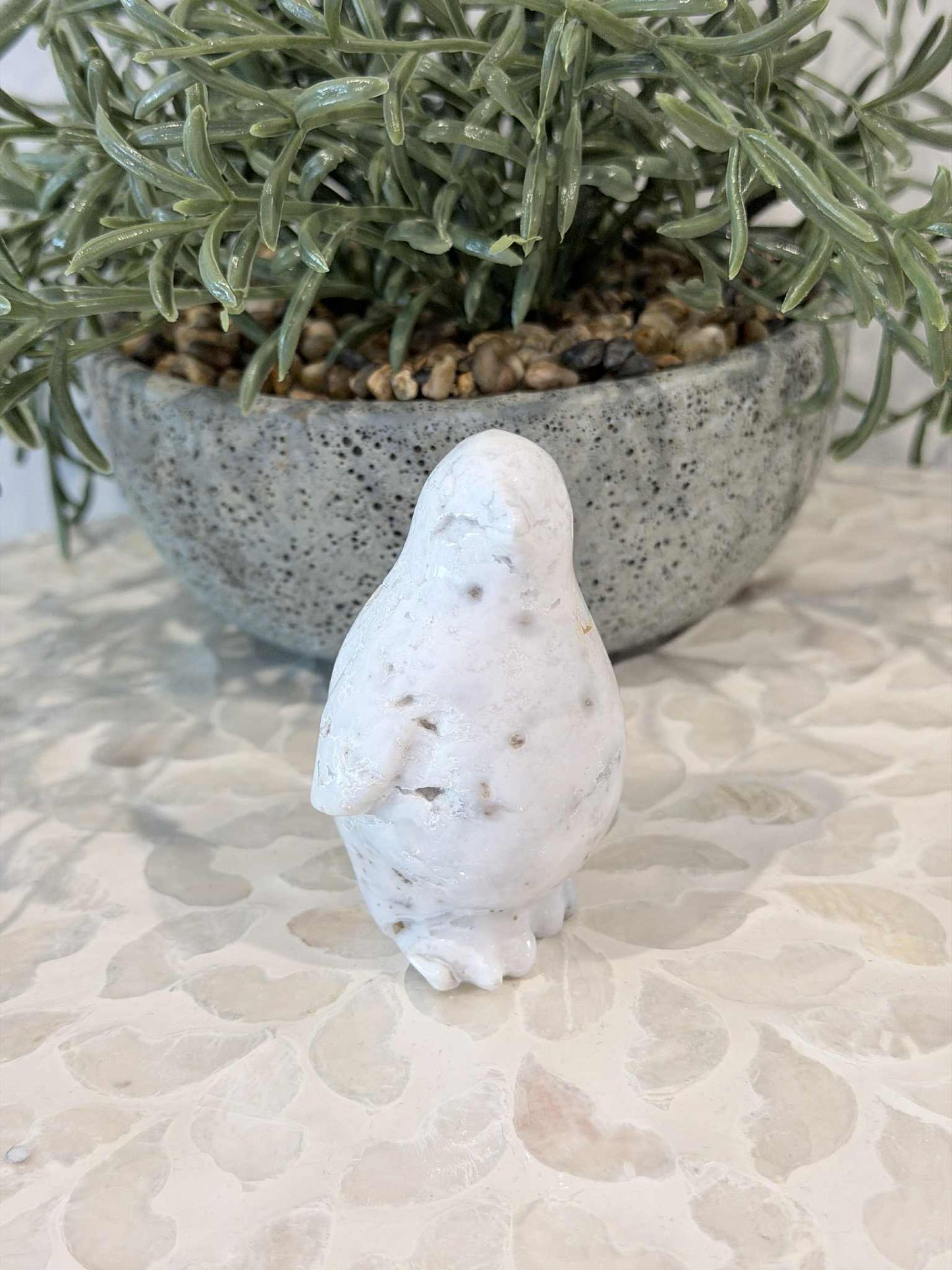 White Plume Agate Penguin