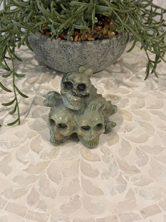 Serpentine Triple Skull and Bones