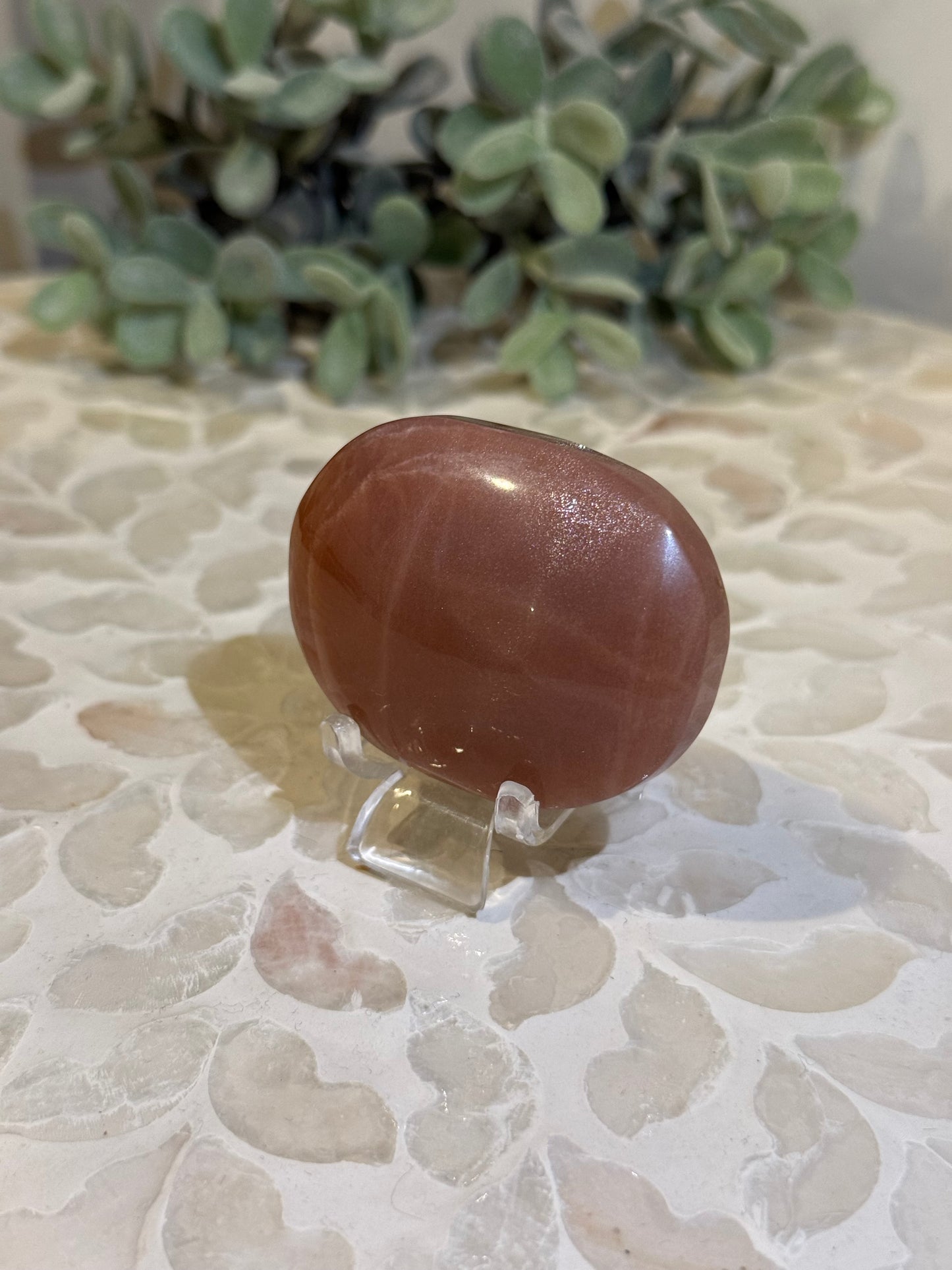 Sunstone and Peach Moonstone Palm stone