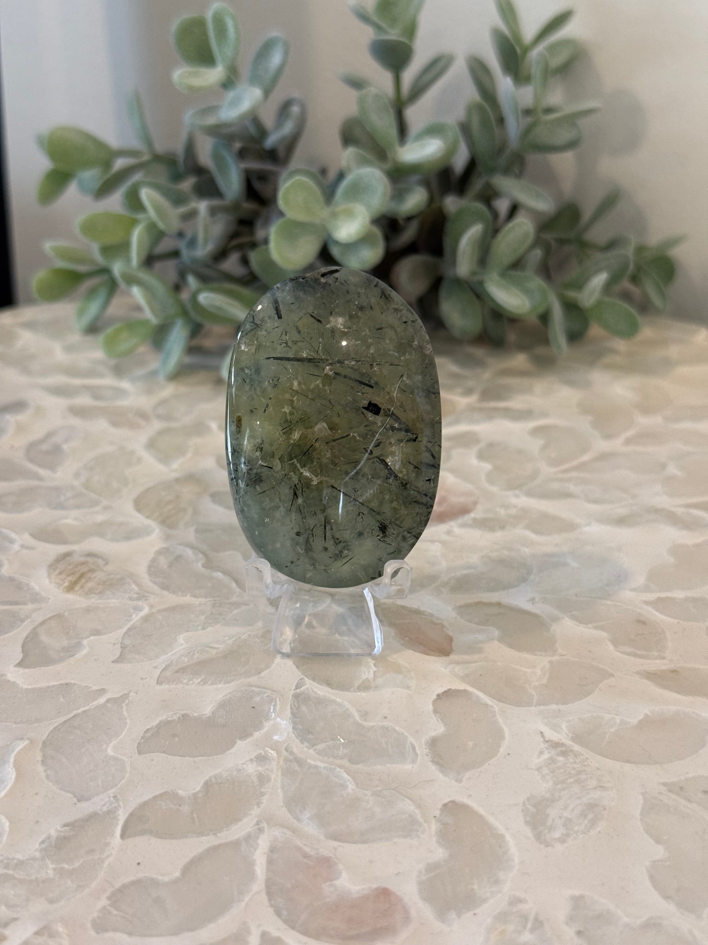 Prehnite with Epidote Palm Stones