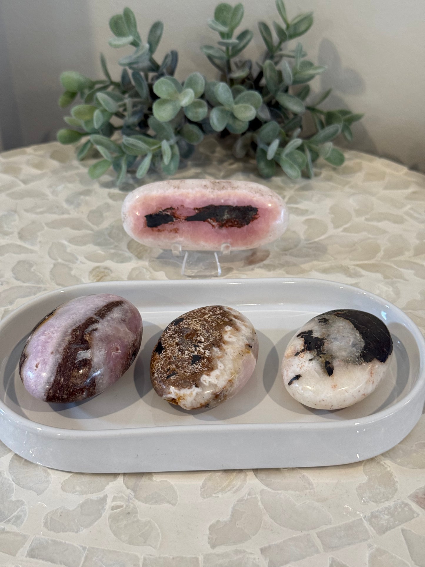 Pink Aragonite Palm Stones