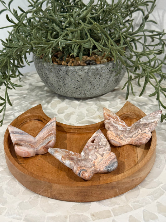 Pink Lace Agate 3D Butterfly