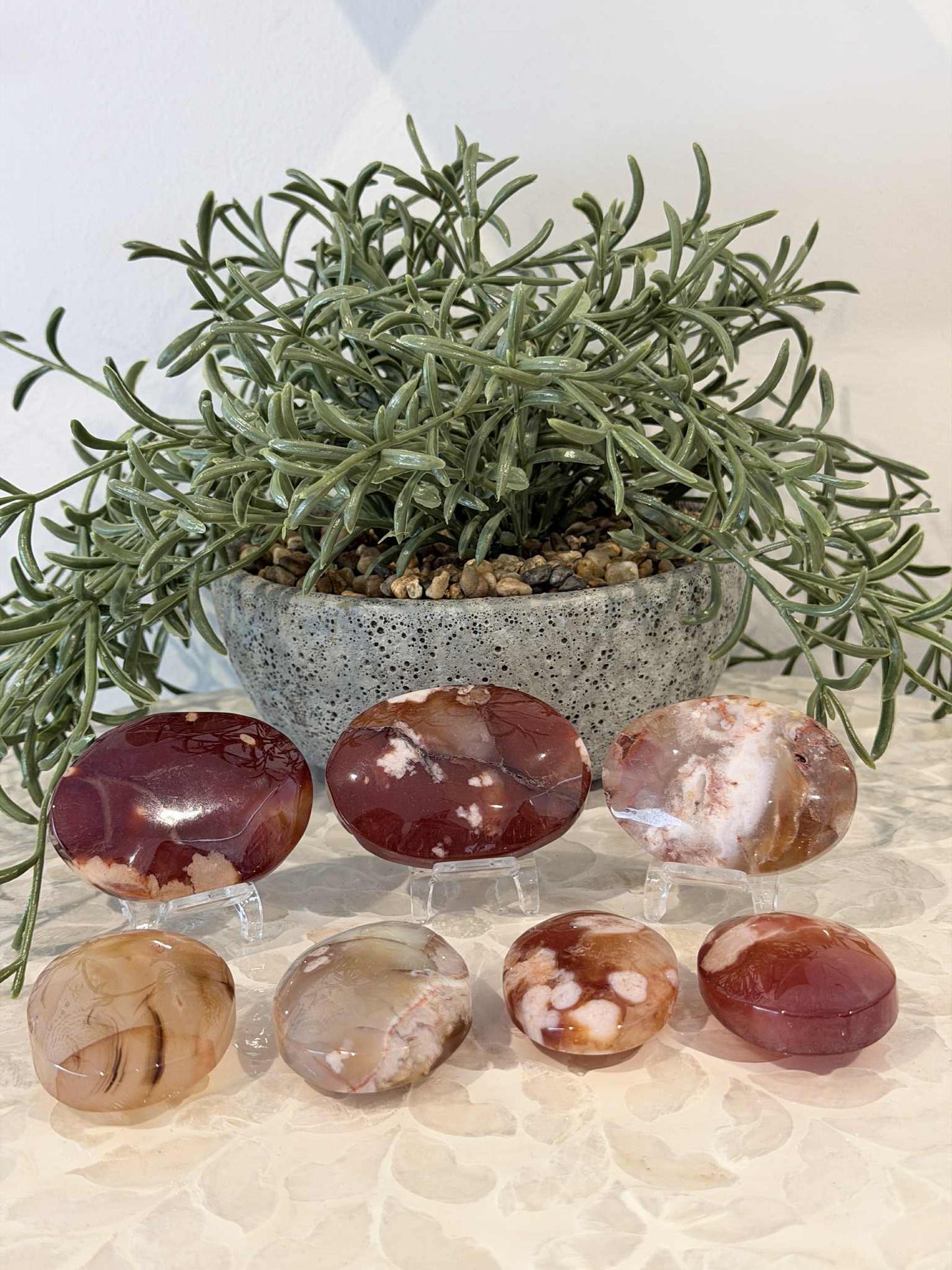 Cherry Blossom Agate Palm Stone
