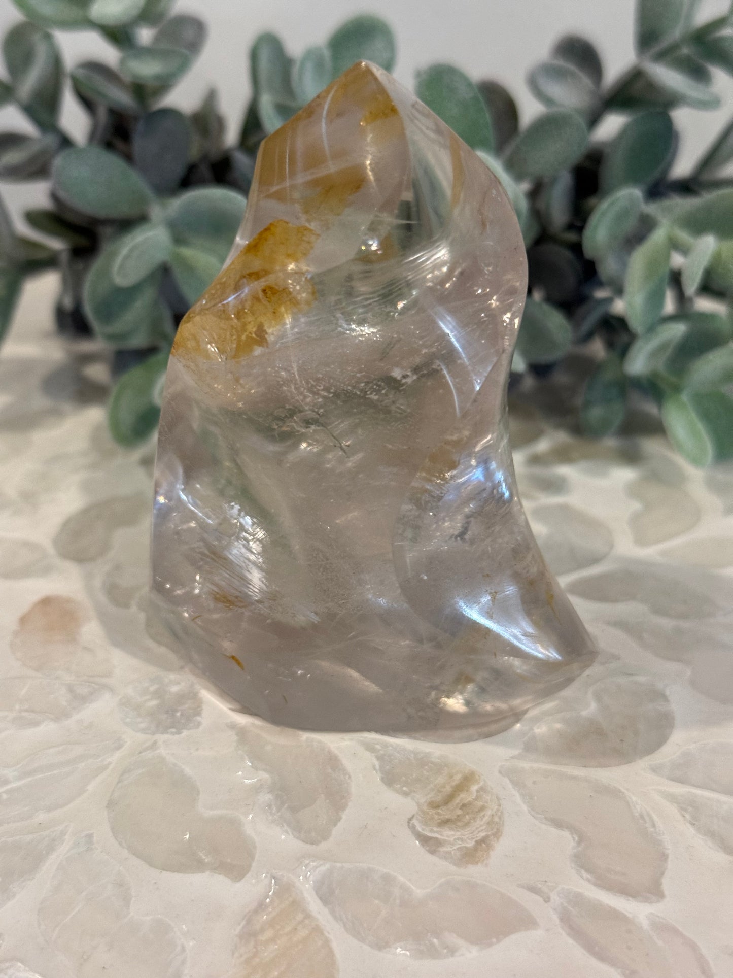 Clear Quartz Flame with Citrine