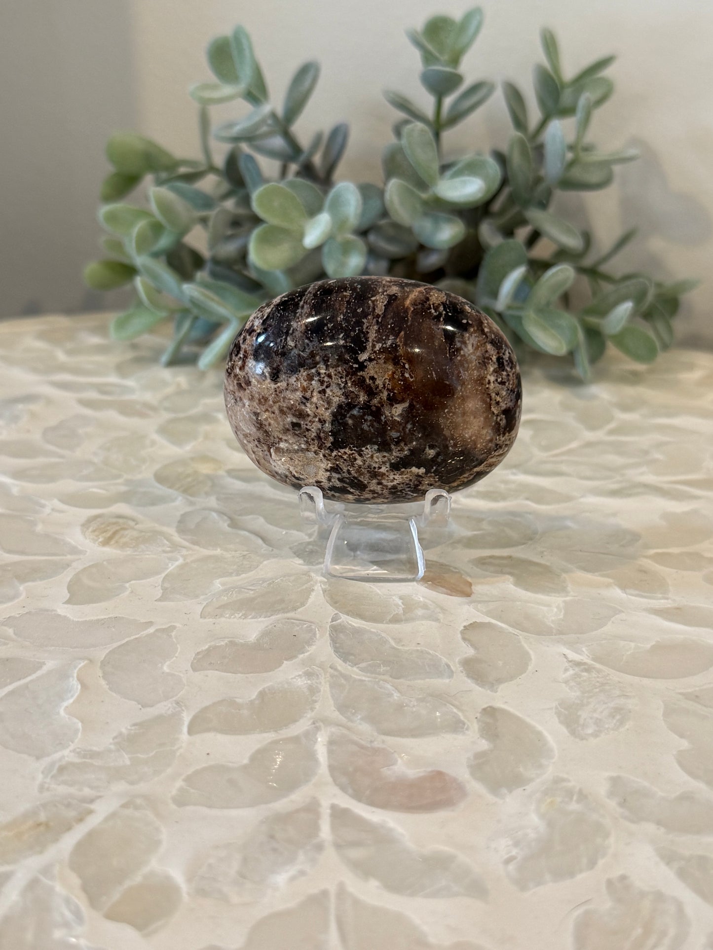 Chocolate Calcite Palm Stone