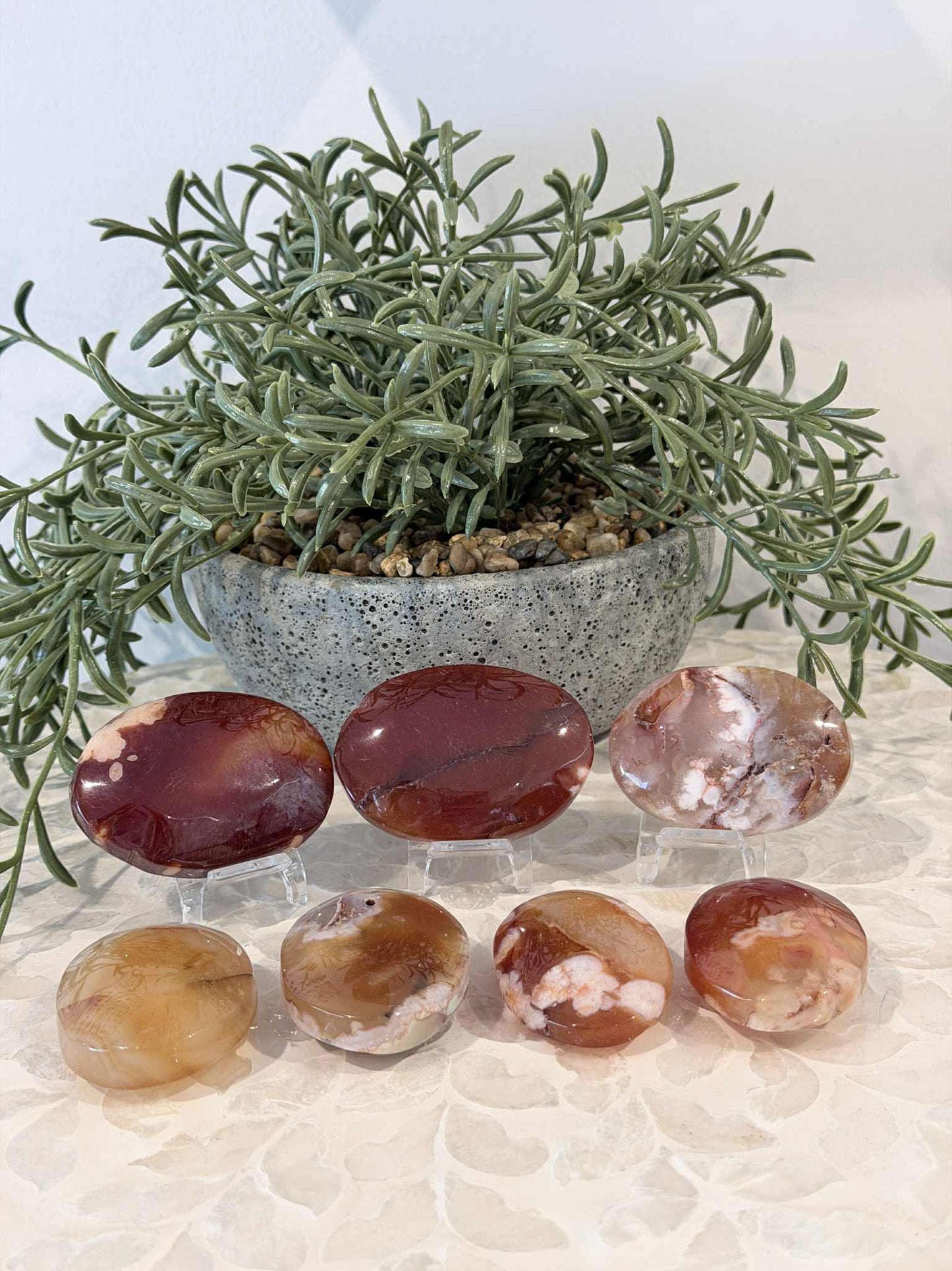 Cherry Blossom Agate Palm Stone
