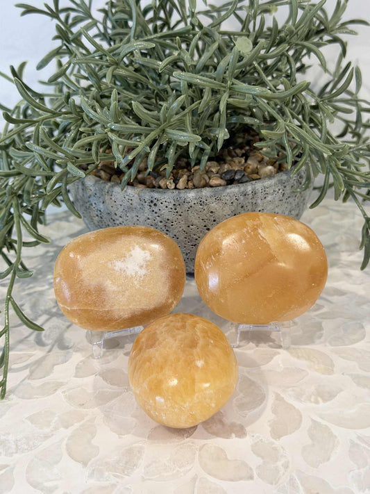 Orange Calcite Palm Stone