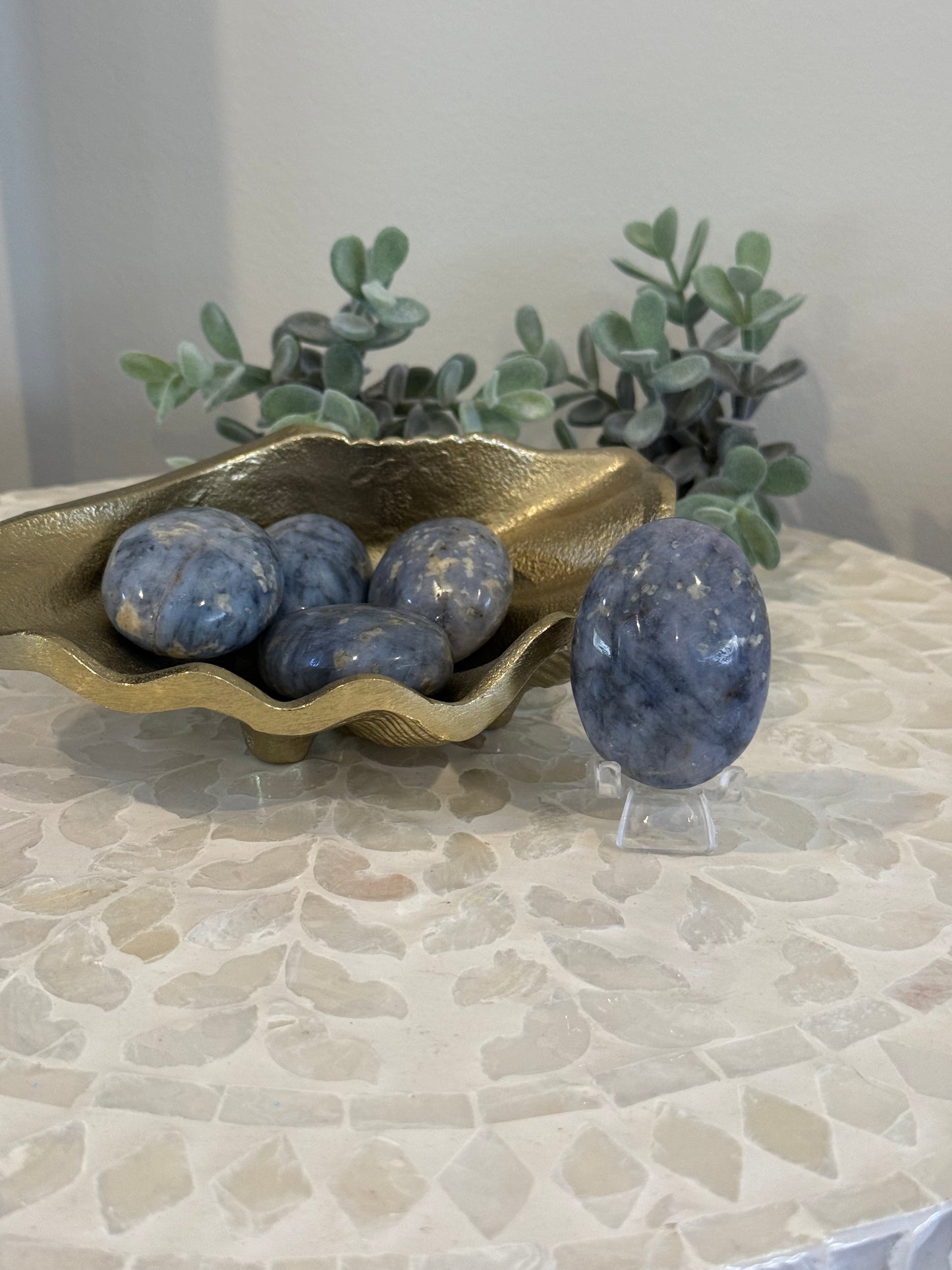 Blue Quartz Palm Stone