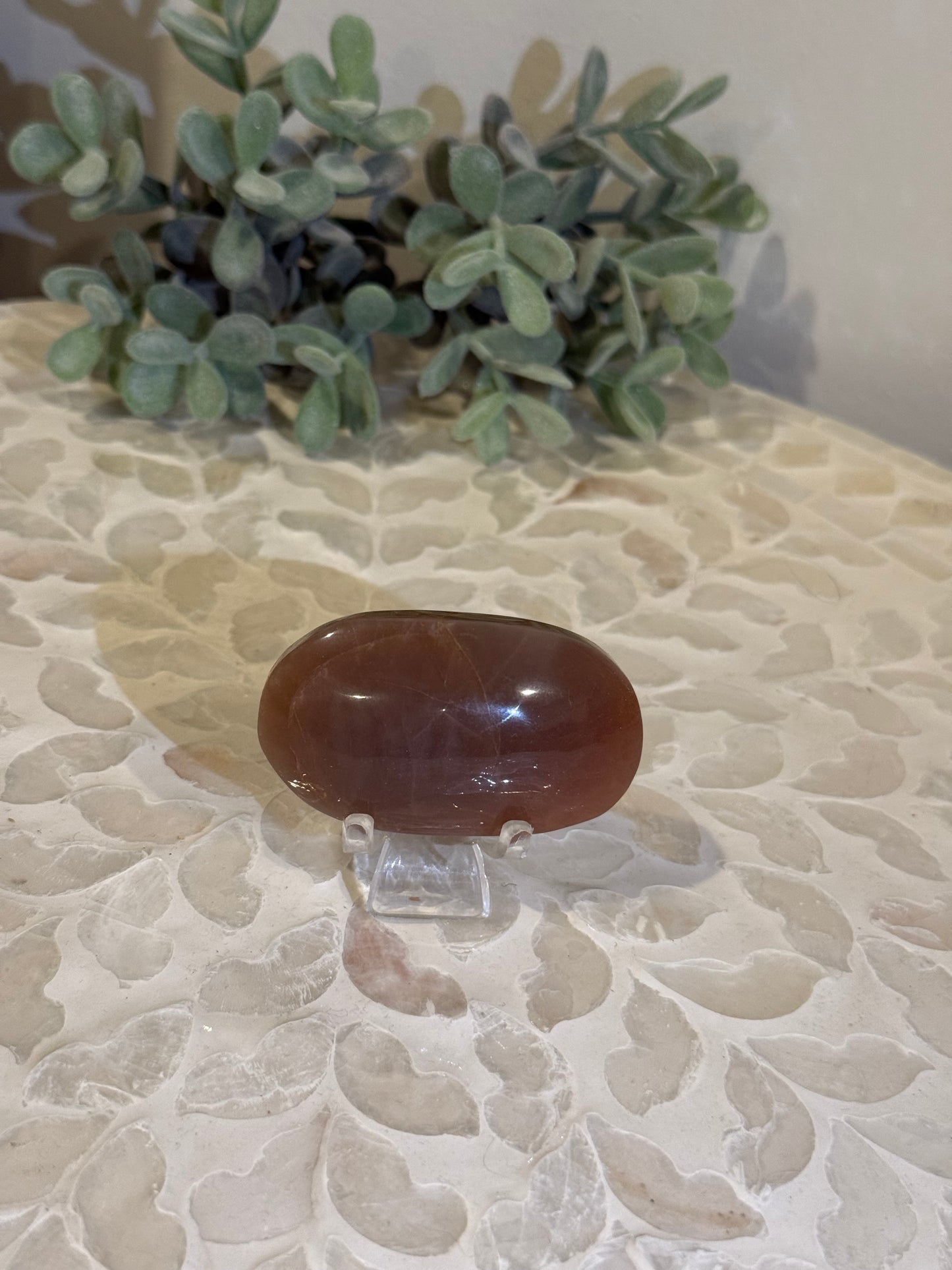 Sunstone and Peach Moonstone Palm stone