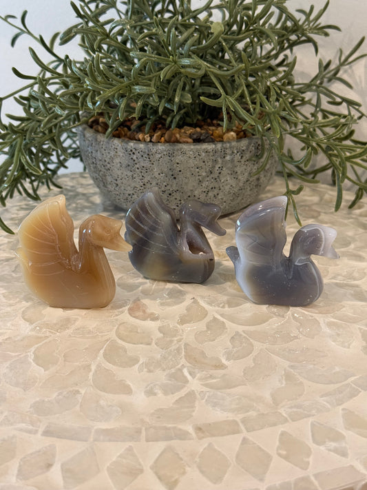 Druzy Agate Swans
