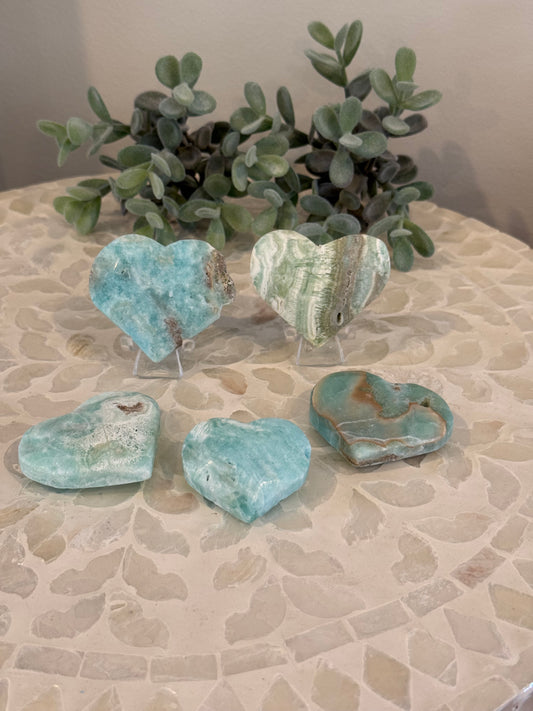 Blue Aragonite Hearts